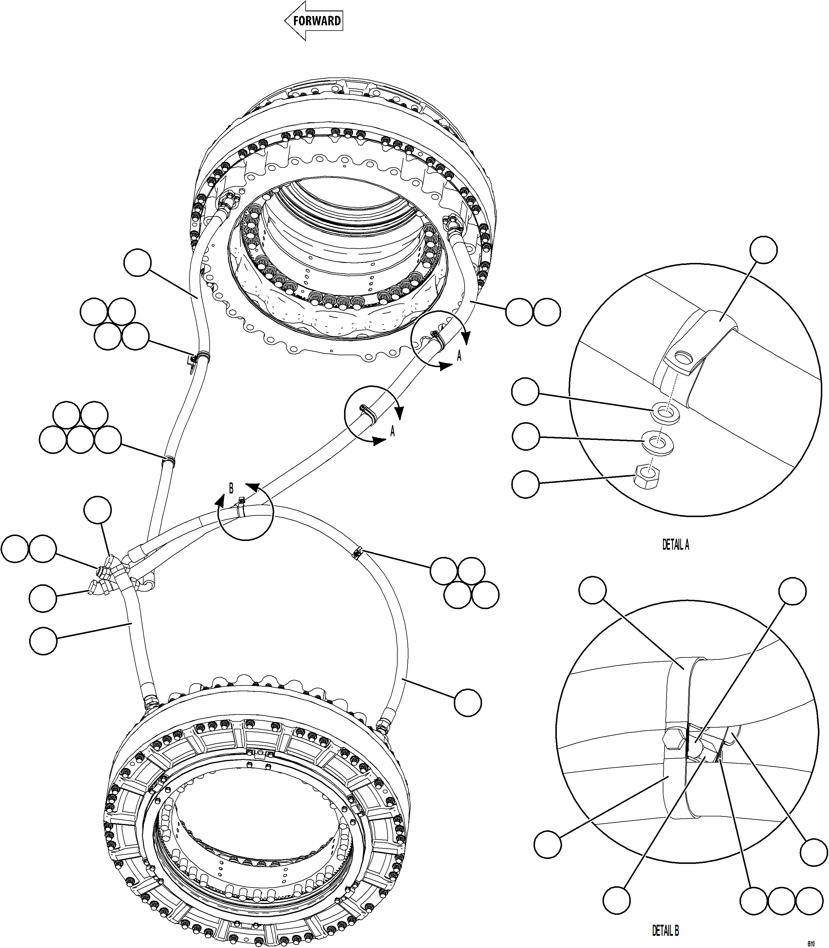Komatsu parts book diagram for AFE78-AL 930E-5 S/N A40139 - A40140  MOGALAKWENA: BRAKE COOLING PIPING - REAR AXLE