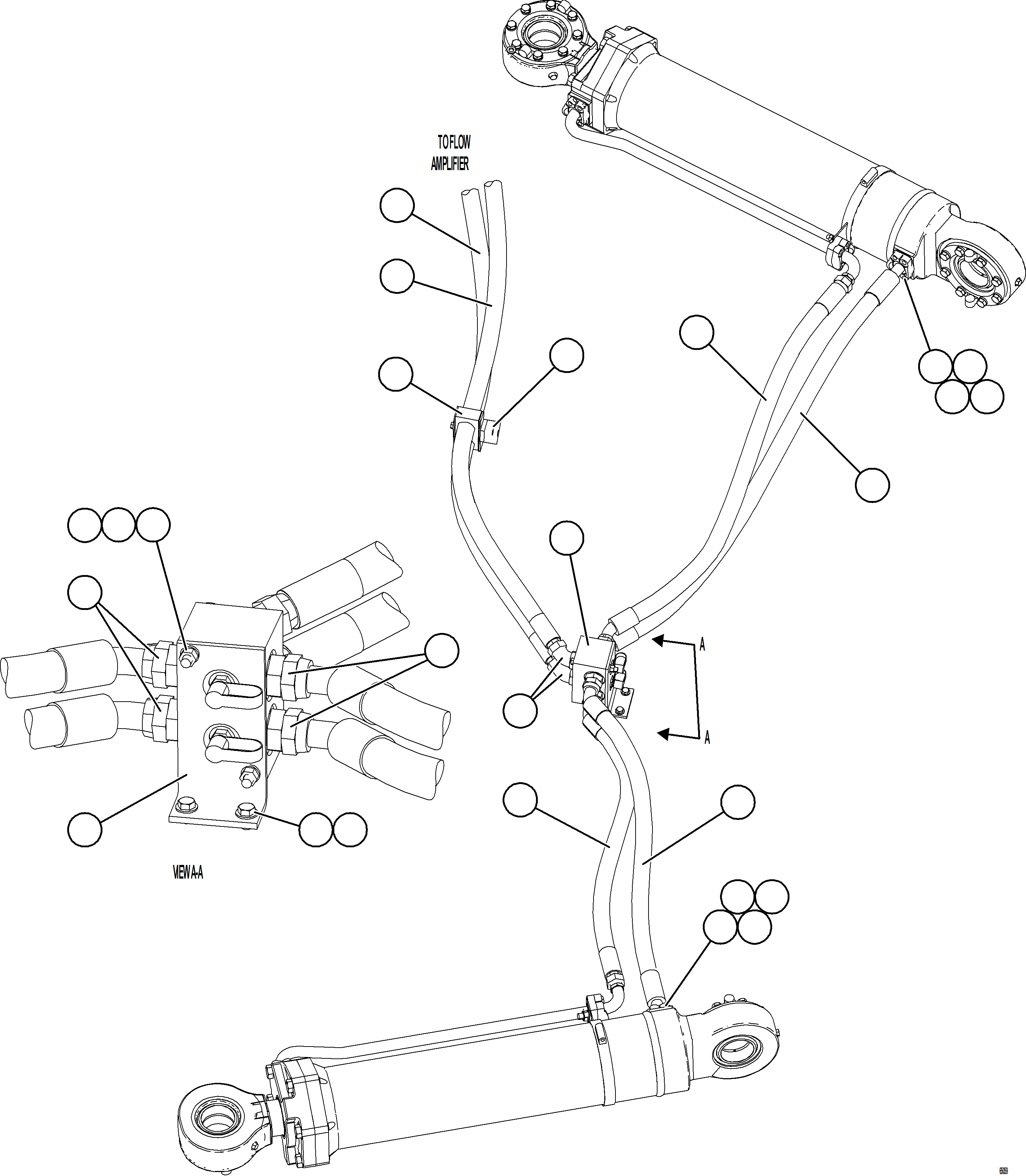 Komatsu parts book diagram for AFE78-AL 930E-5 S/N A40139 - A40140  MOGALAKWENA: STEERING CYLINDER PIPING    1/2
