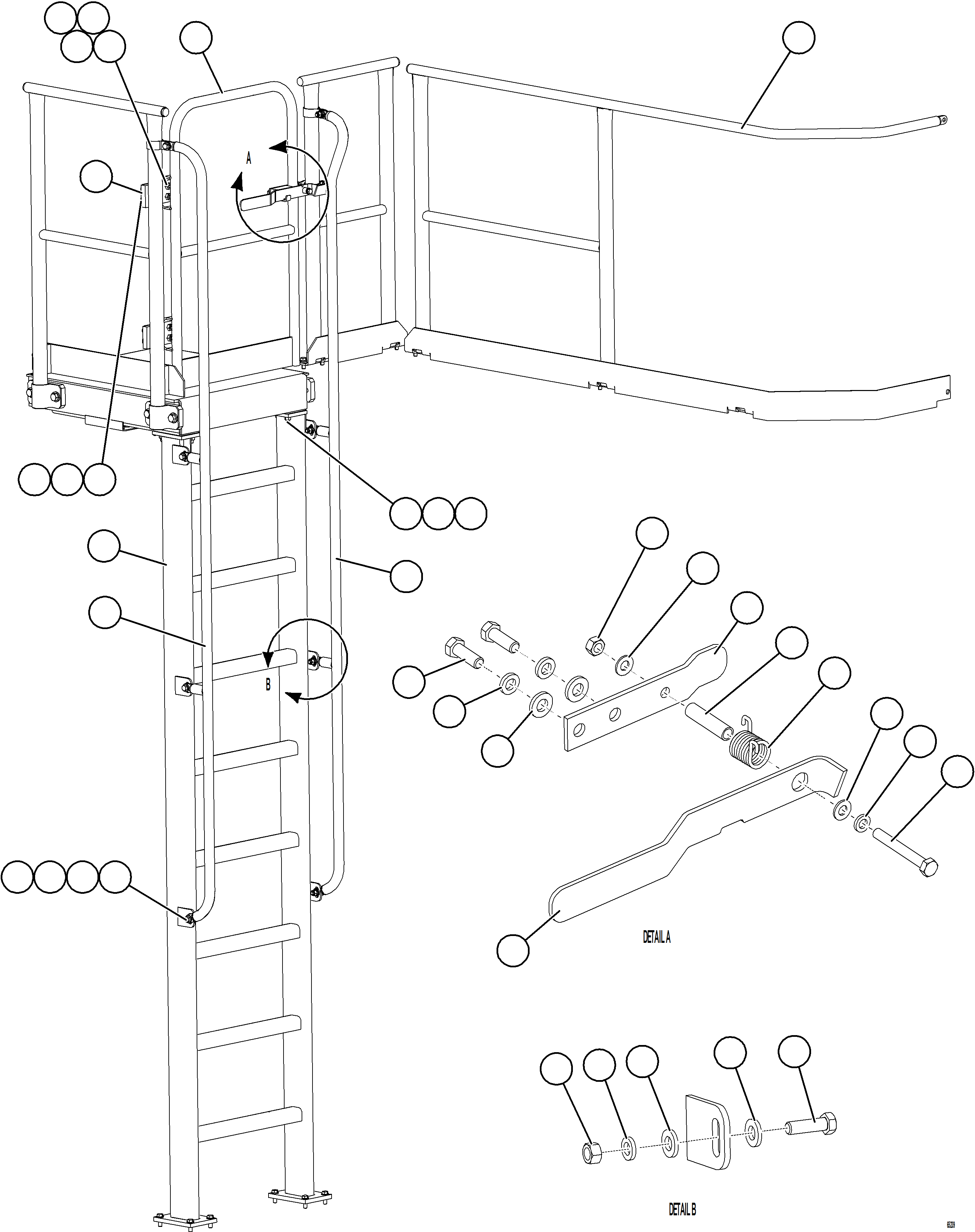 Komatsu parts book diagram for AFE78-AL 930E-5 S/N A40139 - A40140  MOGALAKWENA: LH EMERGENCY GATE AND LADDER