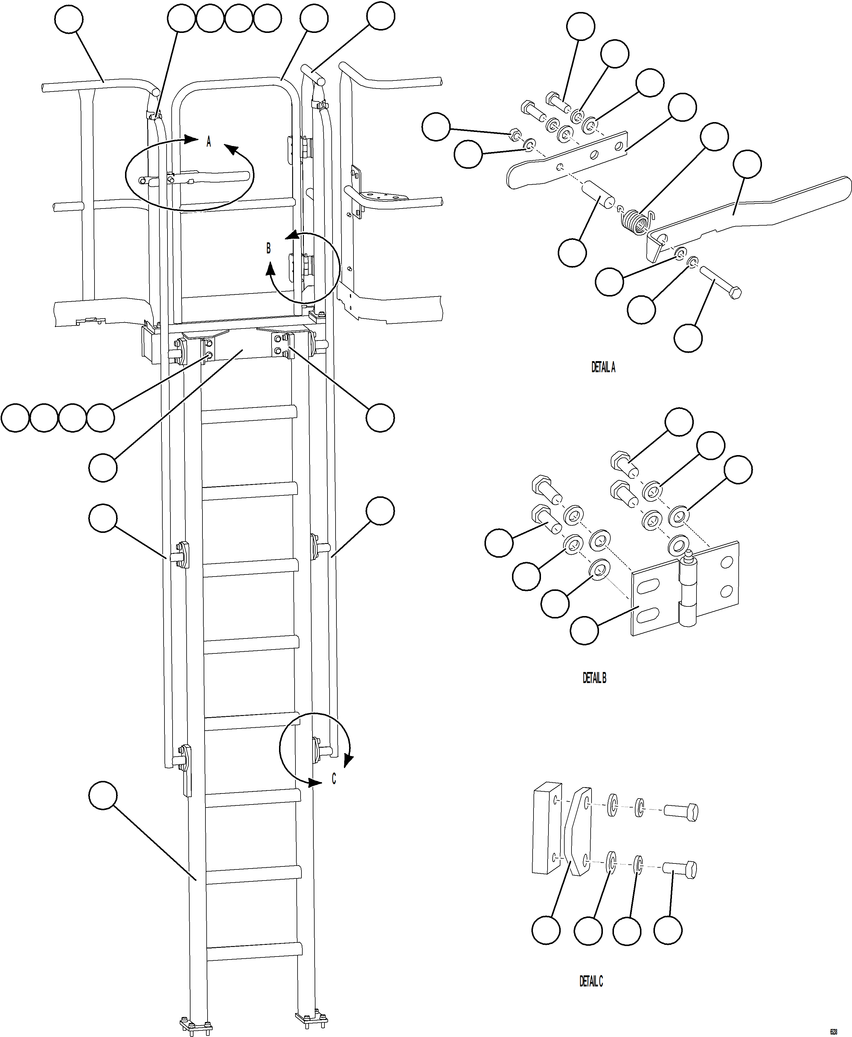 Komatsu parts book diagram for AFE78-AL 930E-5 S/N A40139 - A40140  MOGALAKWENA: RH EMERGENCY GATE & LADDER