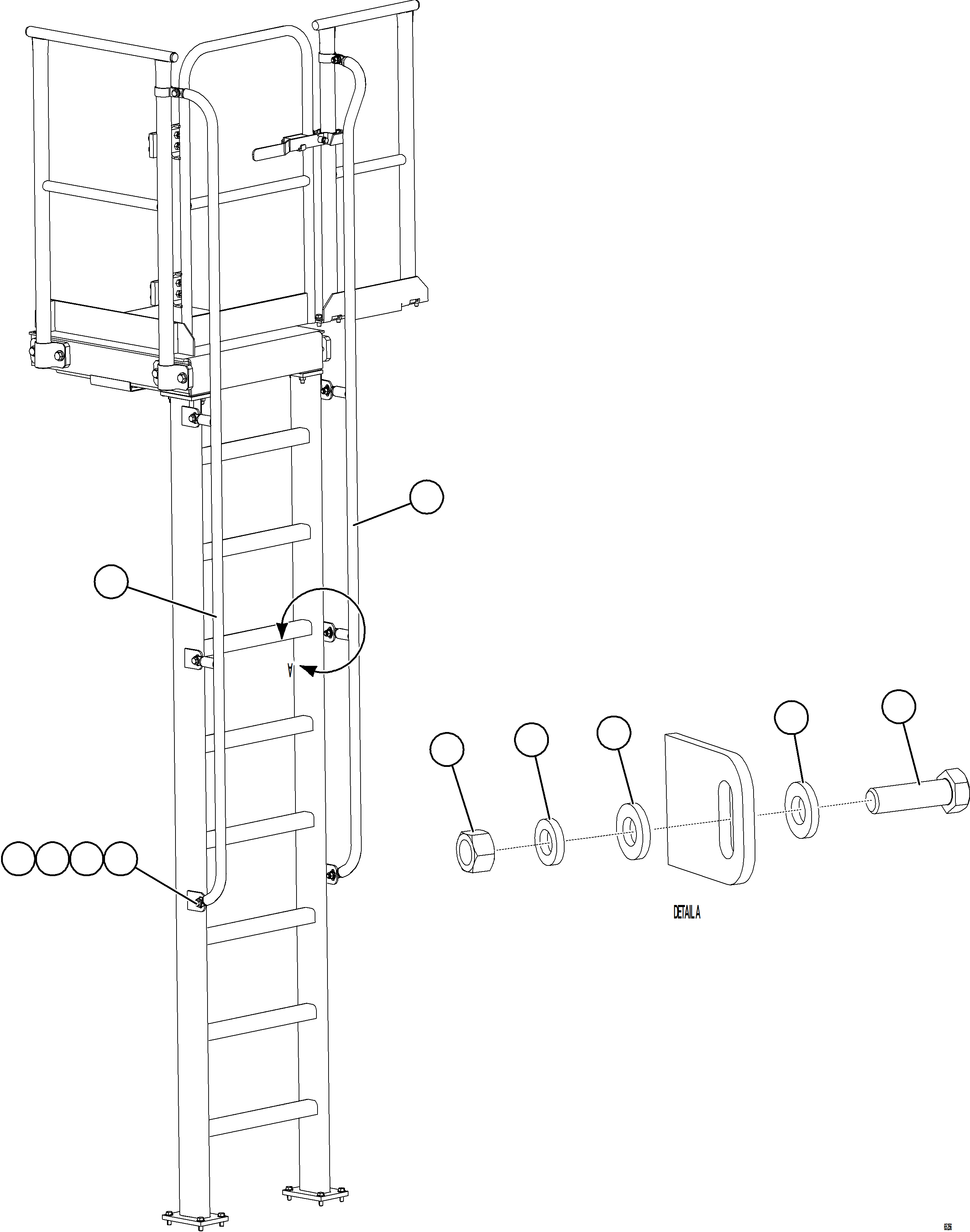 Komatsu parts book diagram for AFE78-AL 930E-5 S/N A40139 - A40140  MOGALAKWENA: LH EMERGENCY LADDER HANDRAILS