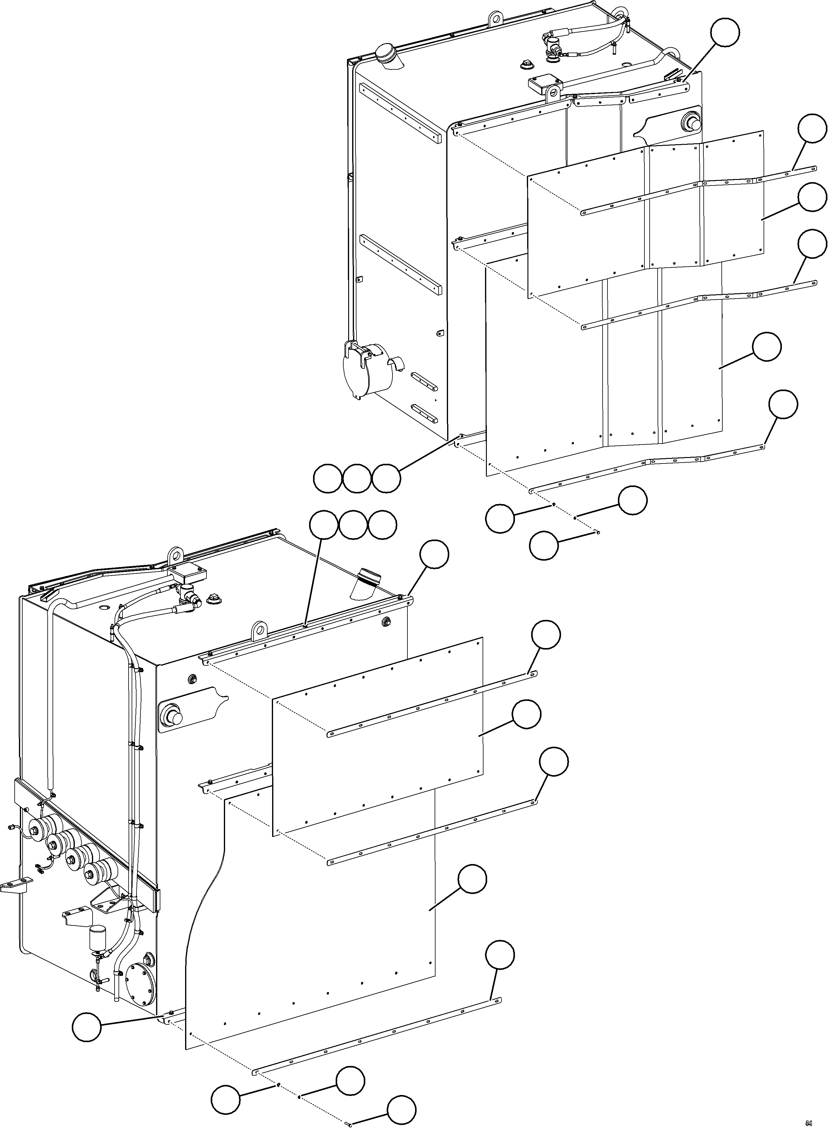 Komatsu parts book diagram for AFE78-AL 930E-5 S/N A40139 - A40140  MOGALAKWENA: FUEL TANK MUD FLAPS (OPTIONAL)