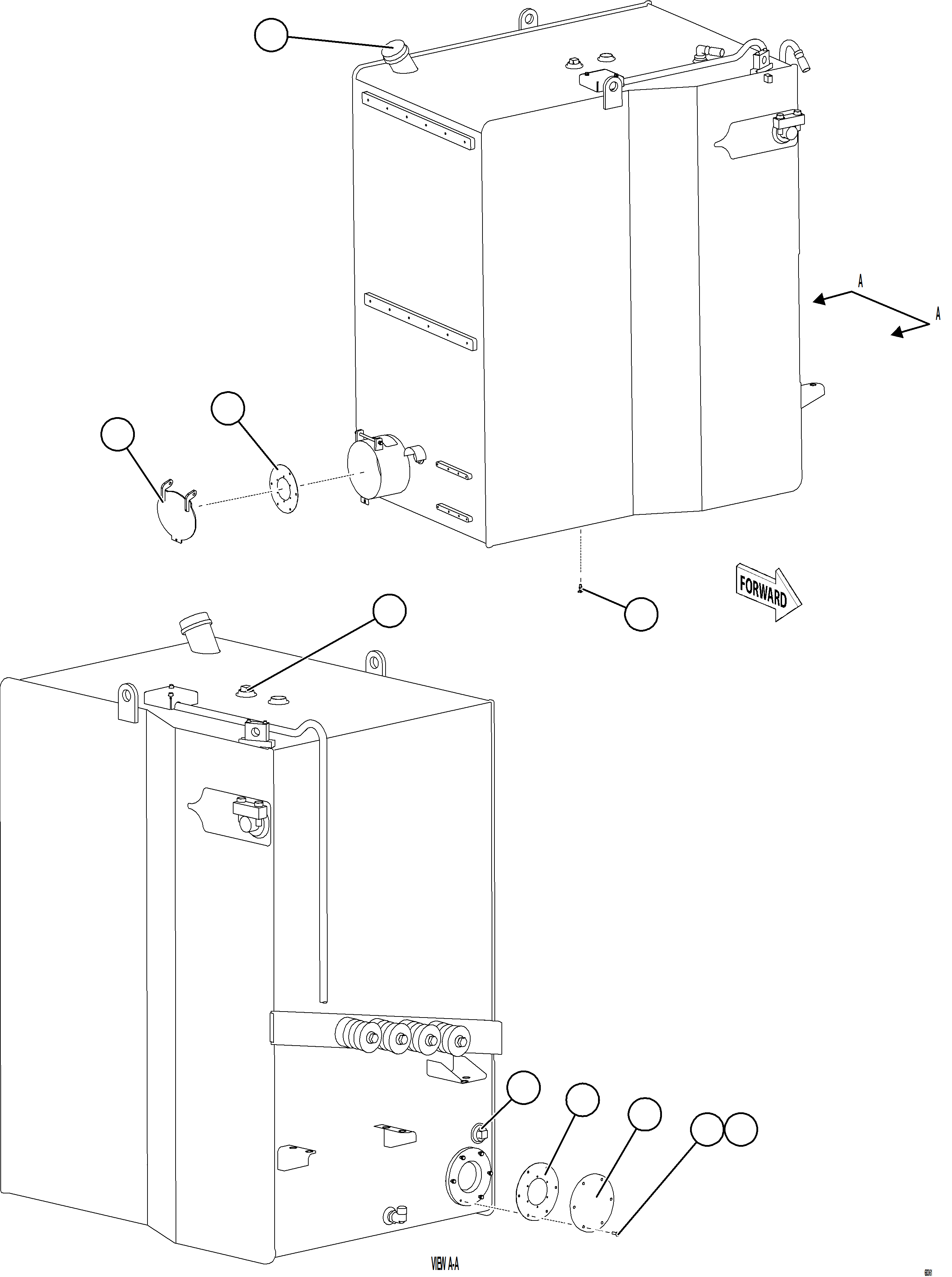 Komatsu parts book diagram for AFE78-AM 930E-5 S/N A40141  IOCC: FUEL TANK ASSEMBLY    58F-04-00701