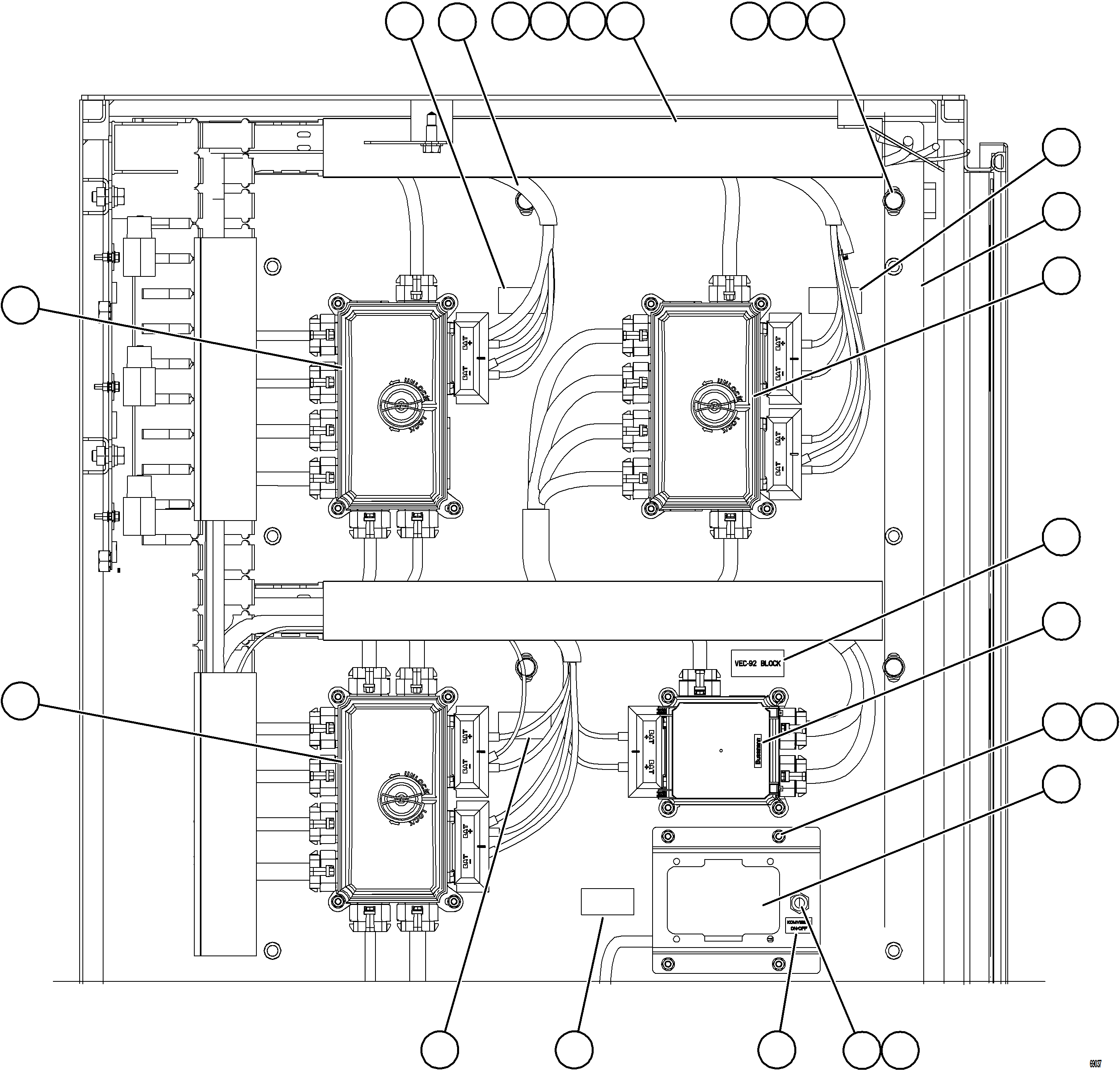Komatsu parts book diagram for AFE78-AM 930E-5 S/N A40141  IOCC: AUXILIARY CONTROL CABINET - RH WALL    1/2