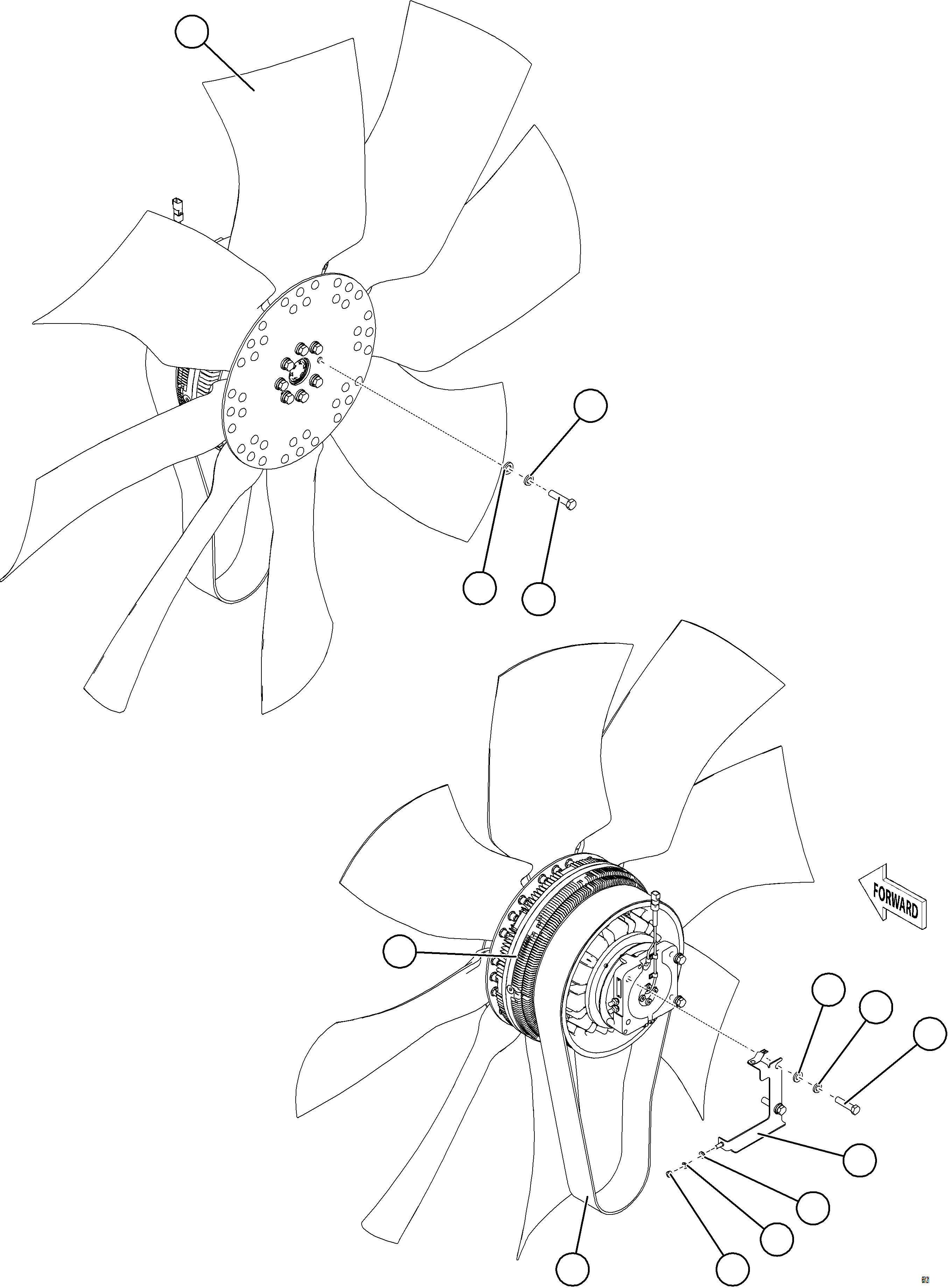 Komatsu parts book diagram for AFE78-BB 930E-5 S/N A40173 - A40175, A40181  LOMAS BAYAS: FAN INSTALLATION