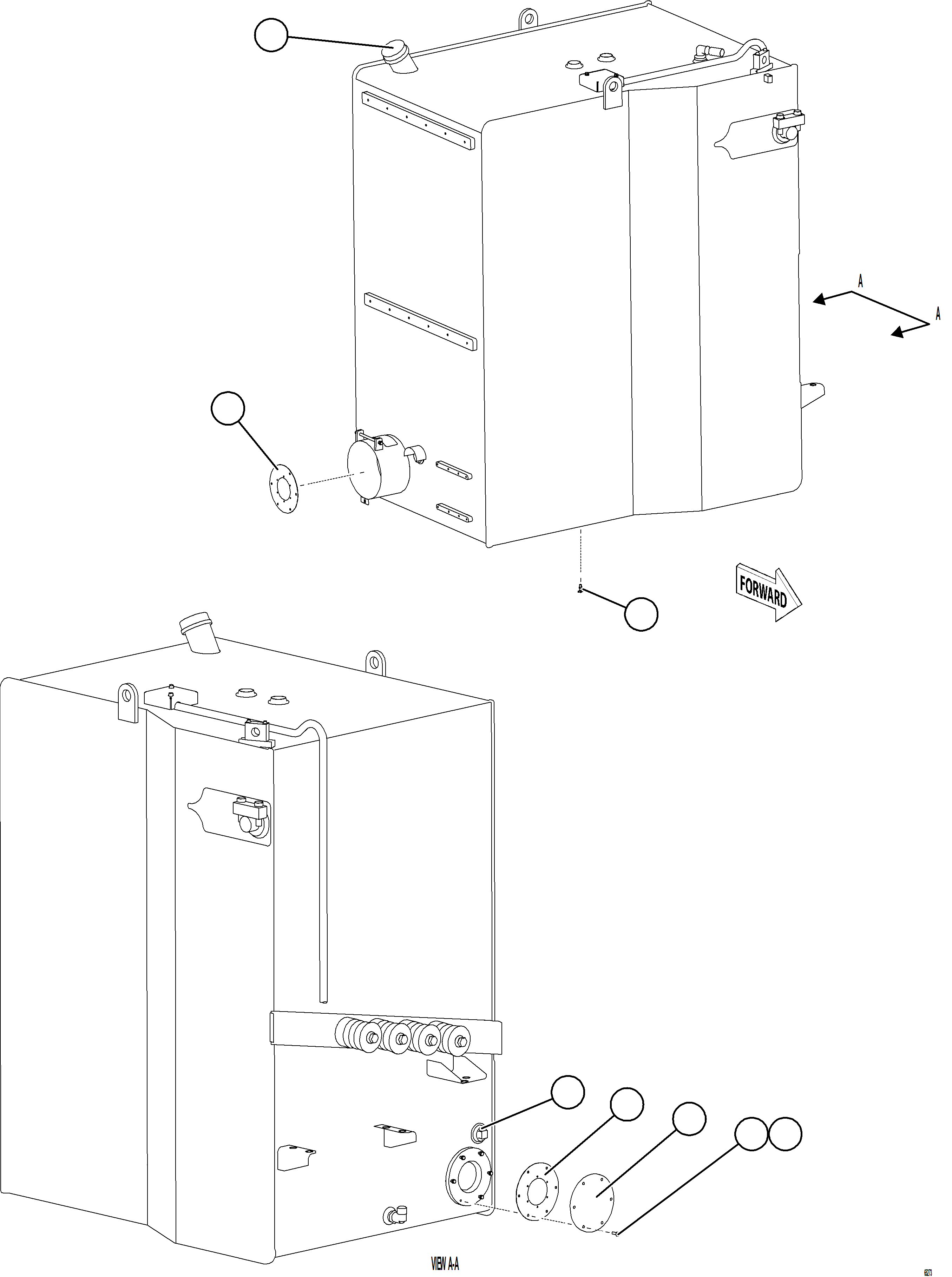 Komatsu parts book diagram for AFE78-BB 930E-5 S/N A40173 - A40175, A40181  LOMAS BAYAS: FUEL TANK ASSEMBLY    58F-04-00701
