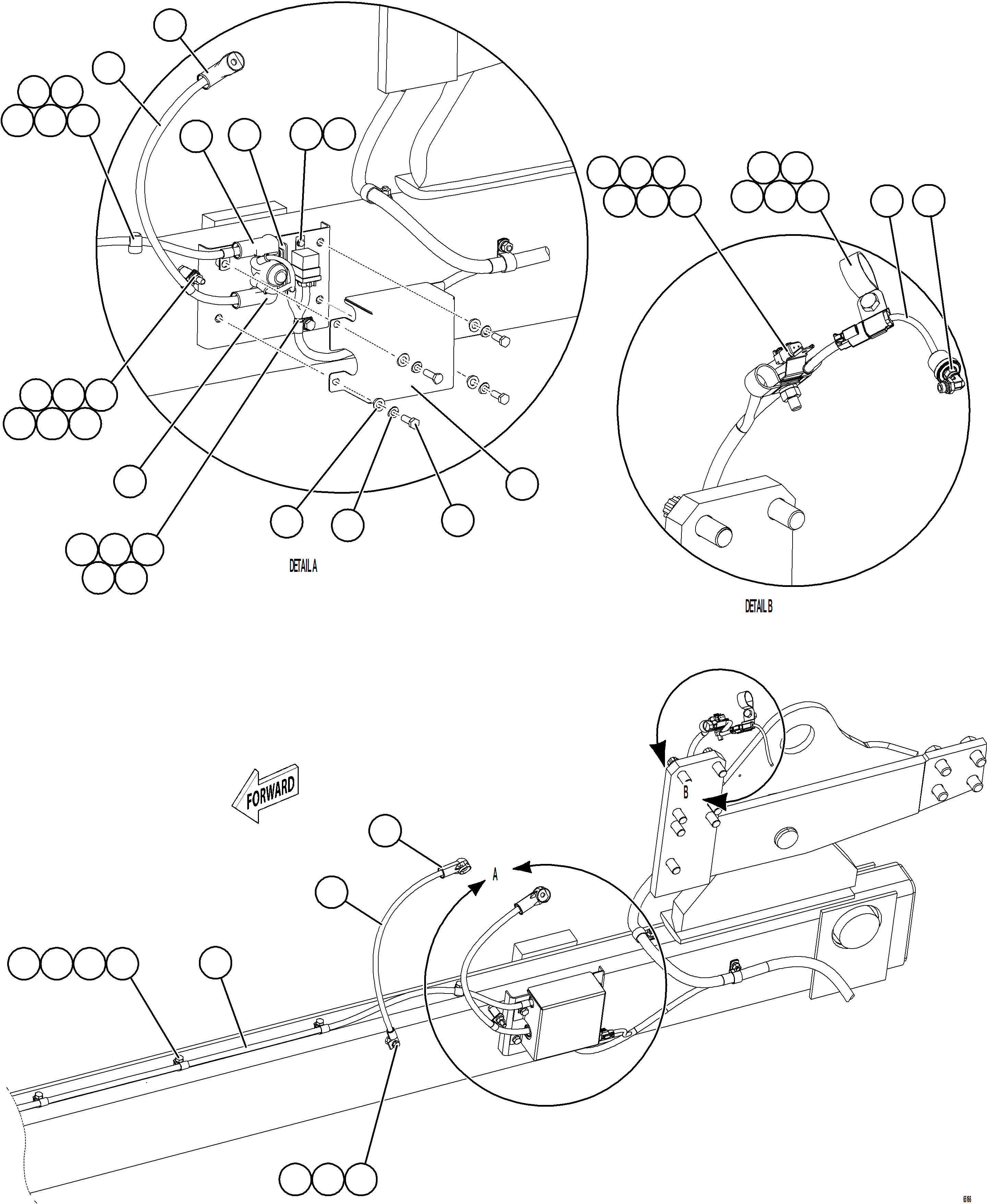 Komatsu parts book diagram for AFE78-BB 930E-5 S/N A40173 - A40175, A40181  LOMAS BAYAS: ENGINE PRELUBE WIRING