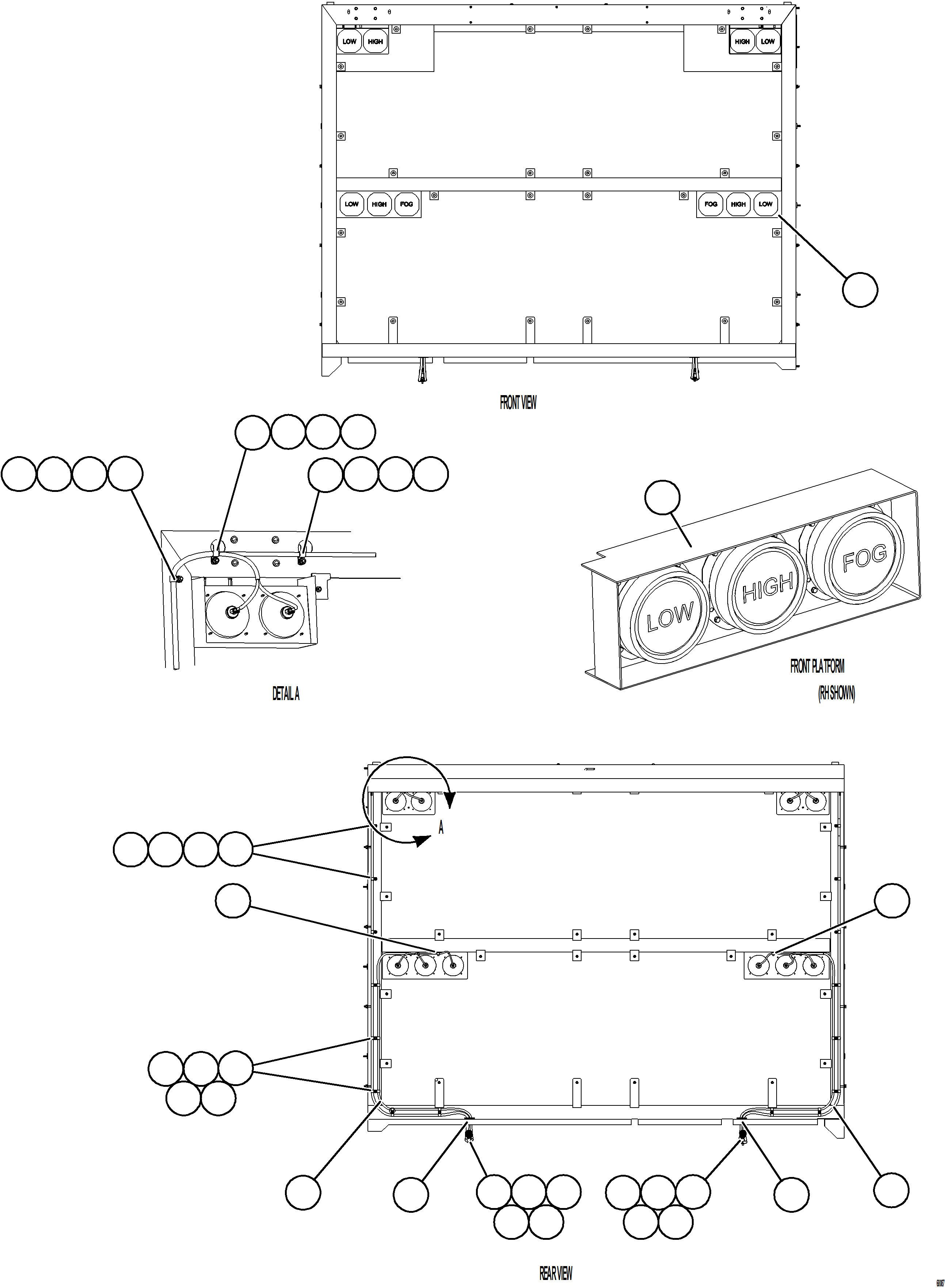 Komatsu parts book diagram for AFE78-BB 930E-5 S/N A40173 - A40175, A40181  LOMAS BAYAS: HEADLIGHT WIRING HARNESS
