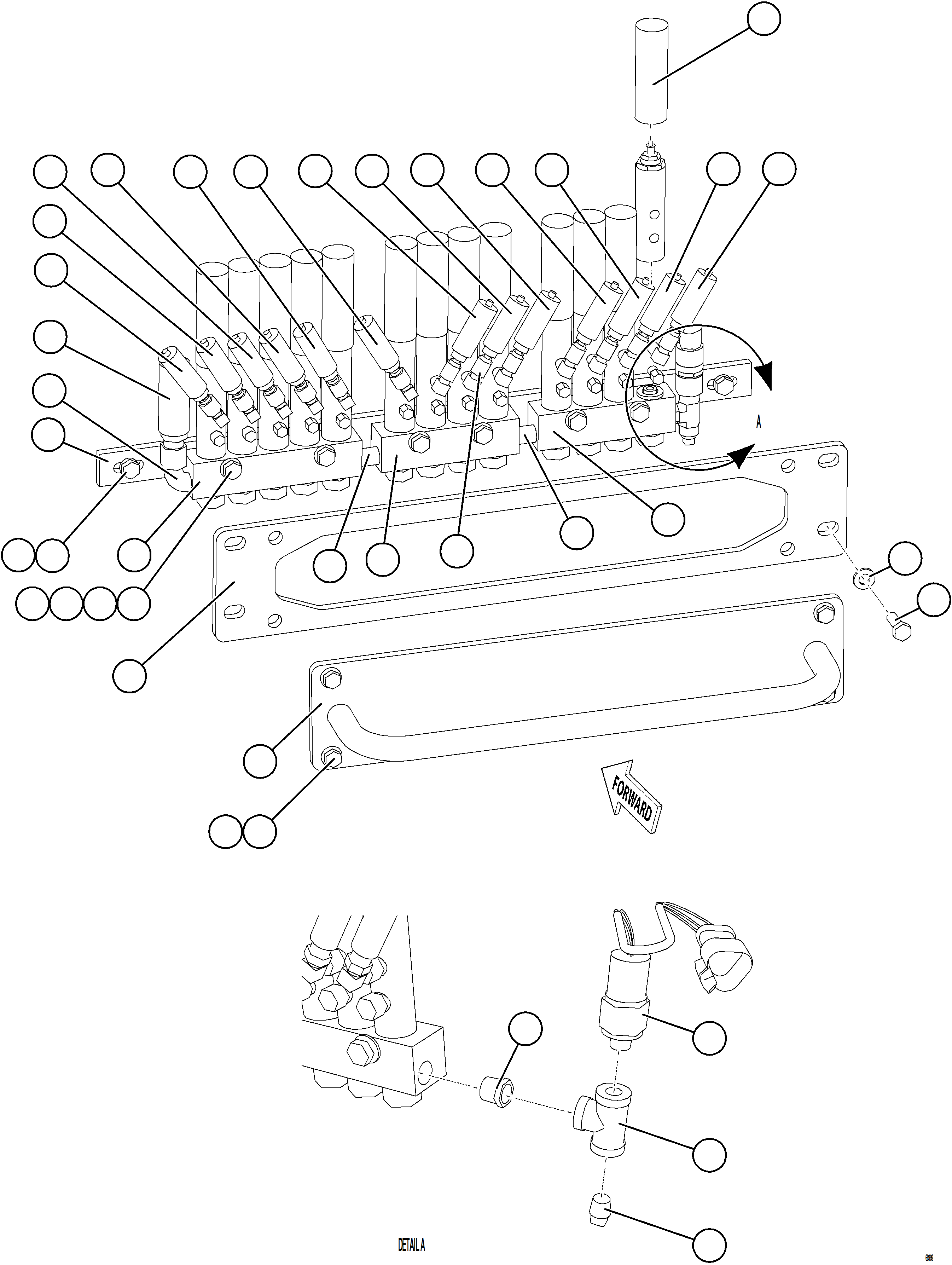 Komatsu parts book diagram for AFE78-BB 930E-5 S/N A40173 - A40175, A40181  LOMAS BAYAS: AUTOMATIC LUBRICATION SYSTEM PIPING - REAR    1/2