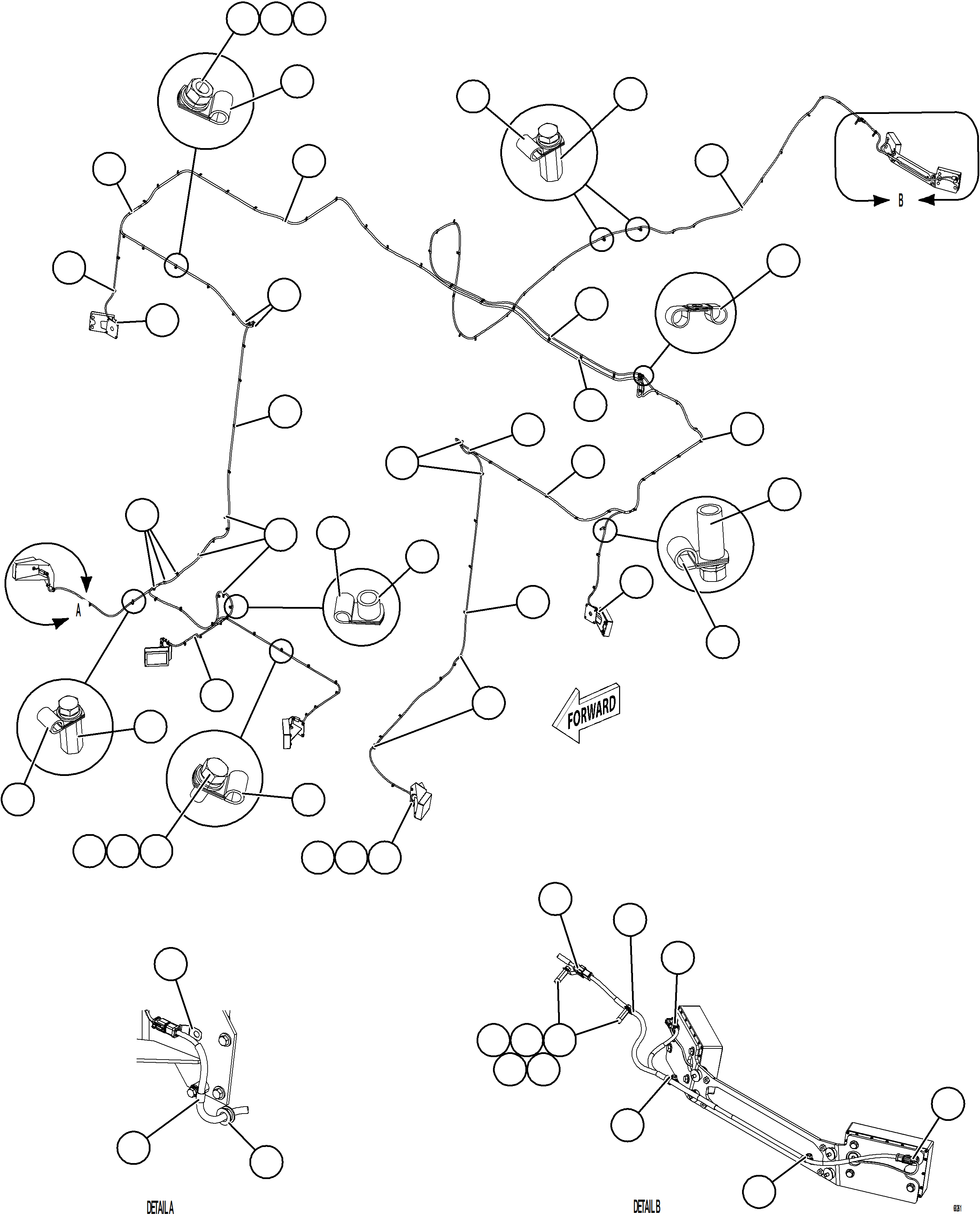 Komatsu parts book diagram for AFE78-BB 930E-5 S/N A40173 - A40175, A40181  LOMAS BAYAS: KOMVISION RADAR HARNESS ROUTING