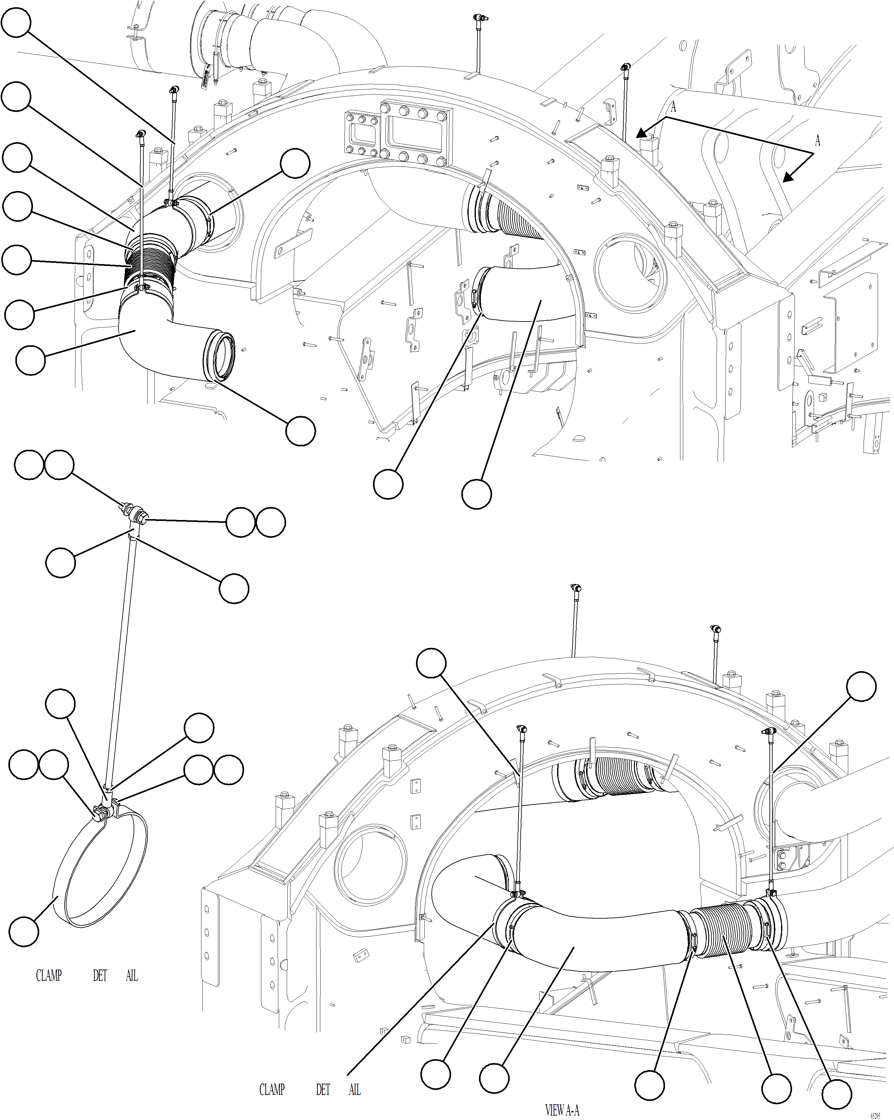 Komatsu parts book diagram for AFE78-BD 930E-5 S/N A40180  THEISS: EXHAUST PIPING - FRONT