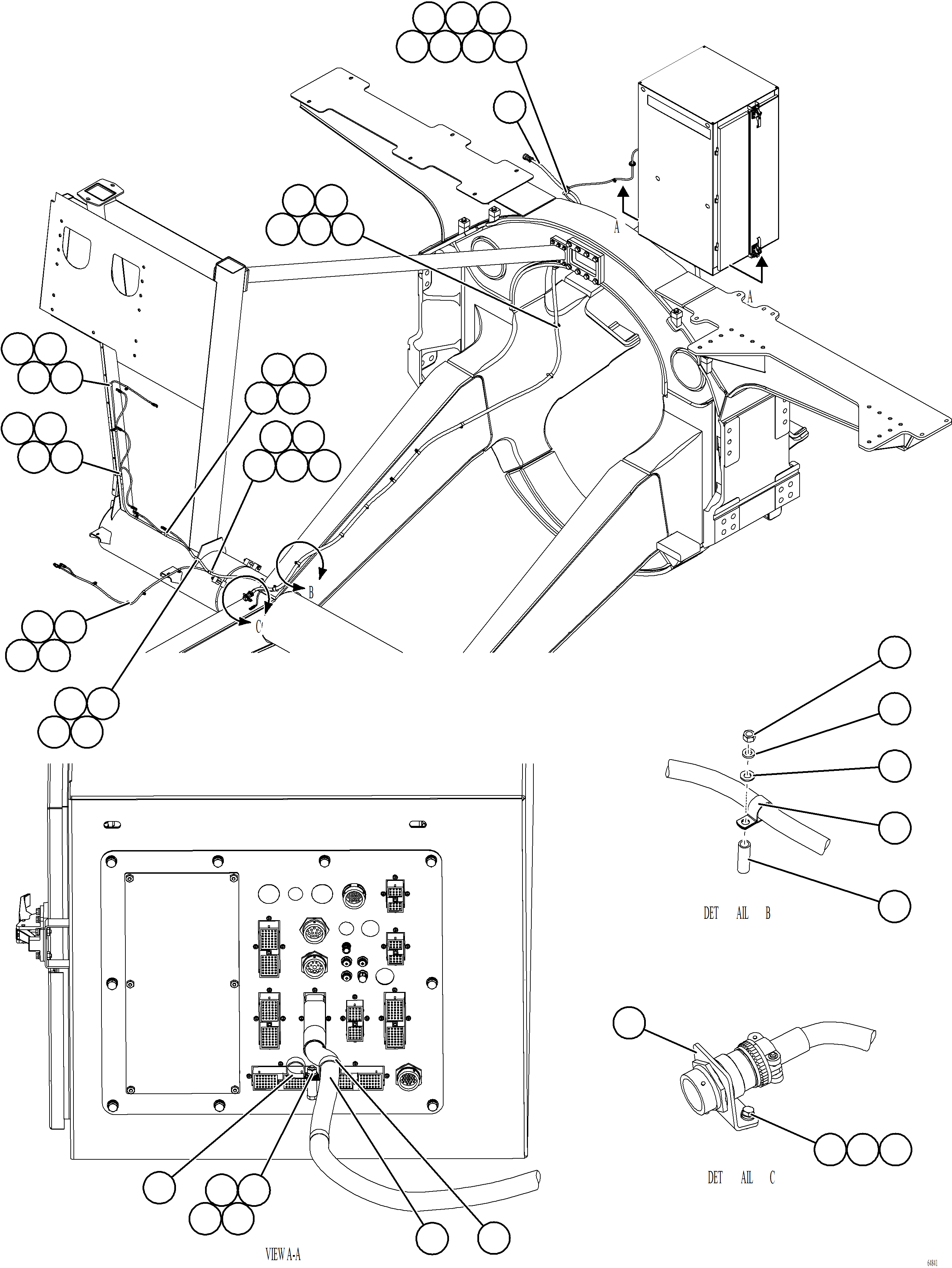 Komatsu parts book diagram for AFE78-BD 930E-5 S/N A40180  THEISS: RIGHT FRONT FRAME RAIL HARNESS