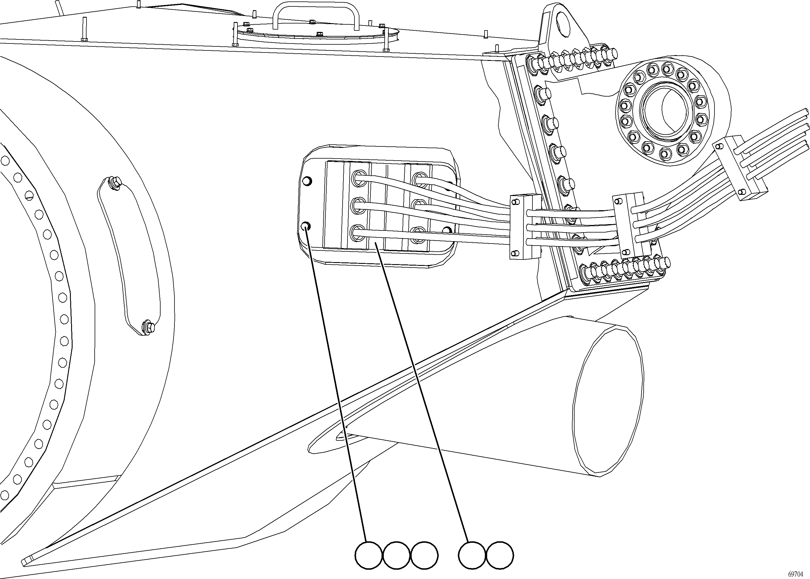 Komatsu parts book diagram for AFE78-BD 930E-5 S/N A40180  THEISS: WHEEL MOTOR CABLE MOUNT - REAR AXLE