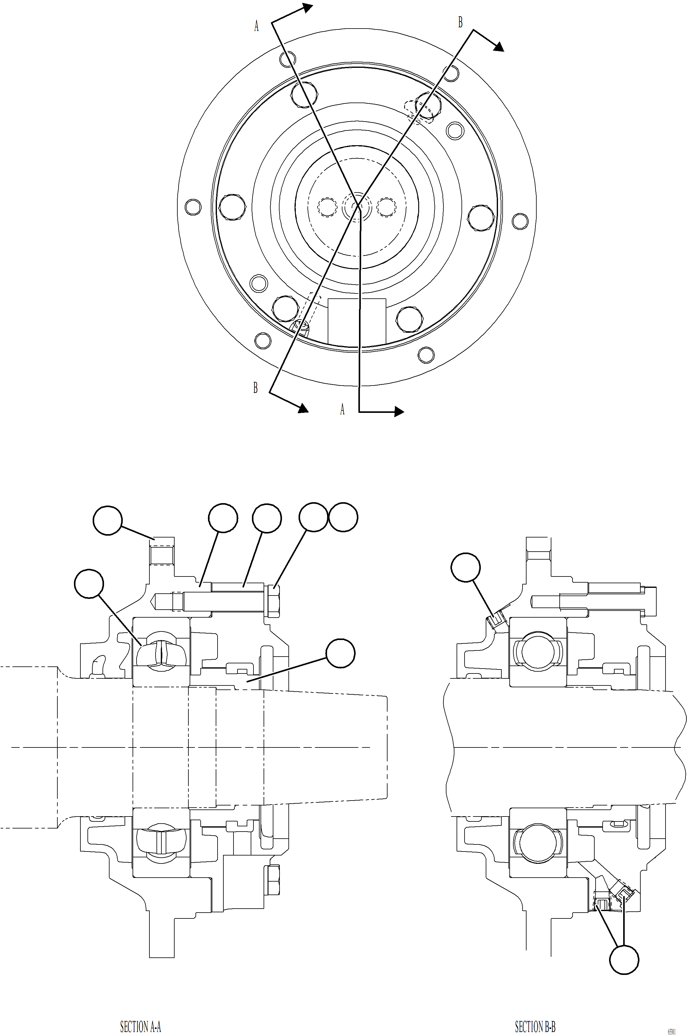 Komatsu parts book diagram for AFE78-BD 930E-5 S/N A40180  THEISS: ALTERNATOR BEARING ASSEMBLY    58F-06-05480
