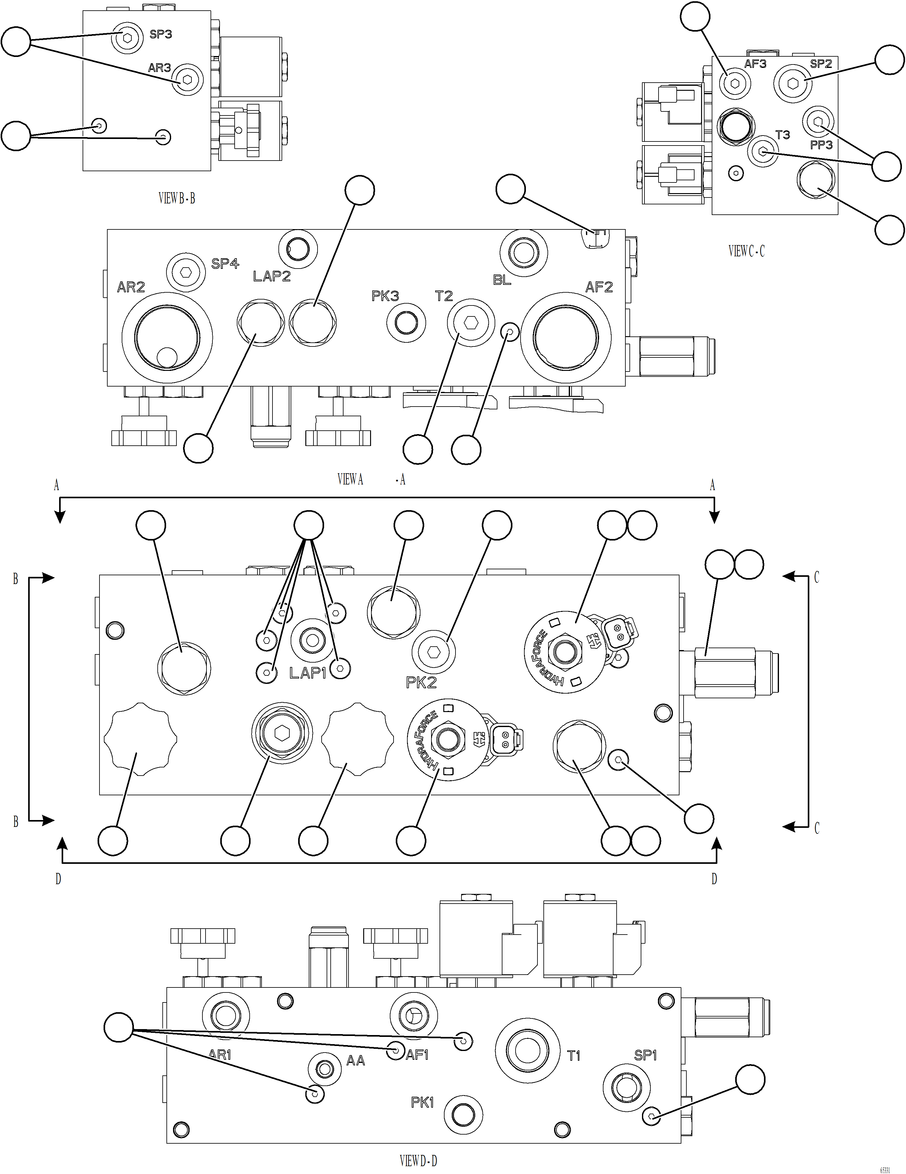 Komatsu parts book diagram for AFE78-BD 930E-5 S/N A40180  THEISS: BRAKE MANIFOLD    58F-60-51750