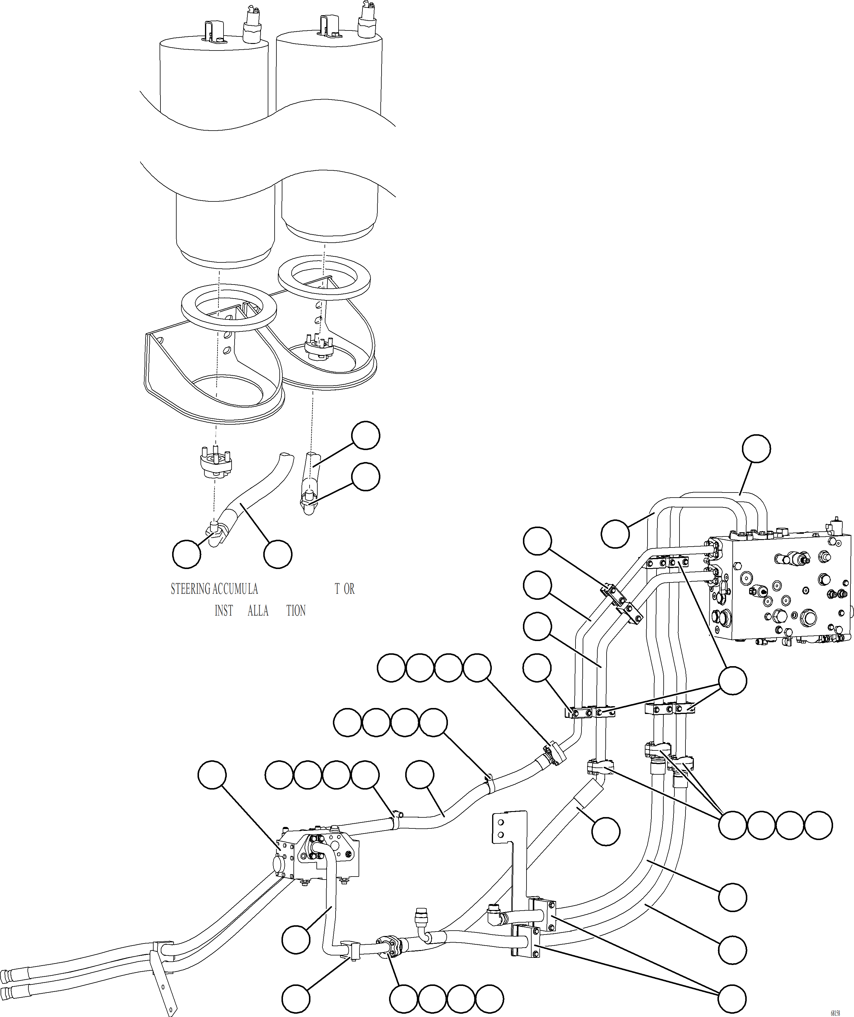 Komatsu parts book diagram for AFE78-BD 930E-5 S/N A40180  THEISS: STEERING BLEEDDOWN MANIFOLD PIPING    2/3