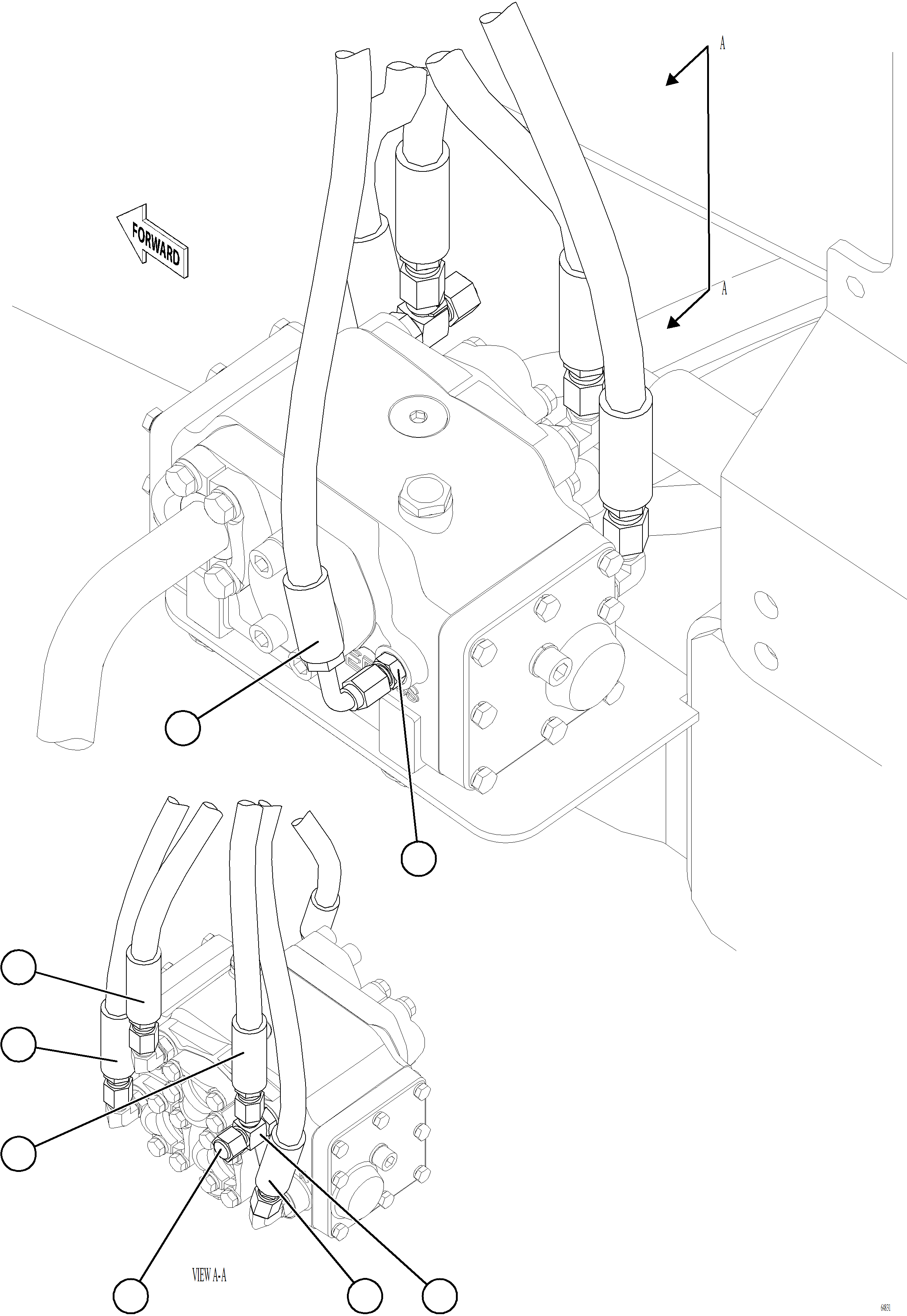 Komatsu parts book diagram for AFE78-BD 930E-5 S/N A40180  THEISS: FLOW AMPLIFIER PIPING