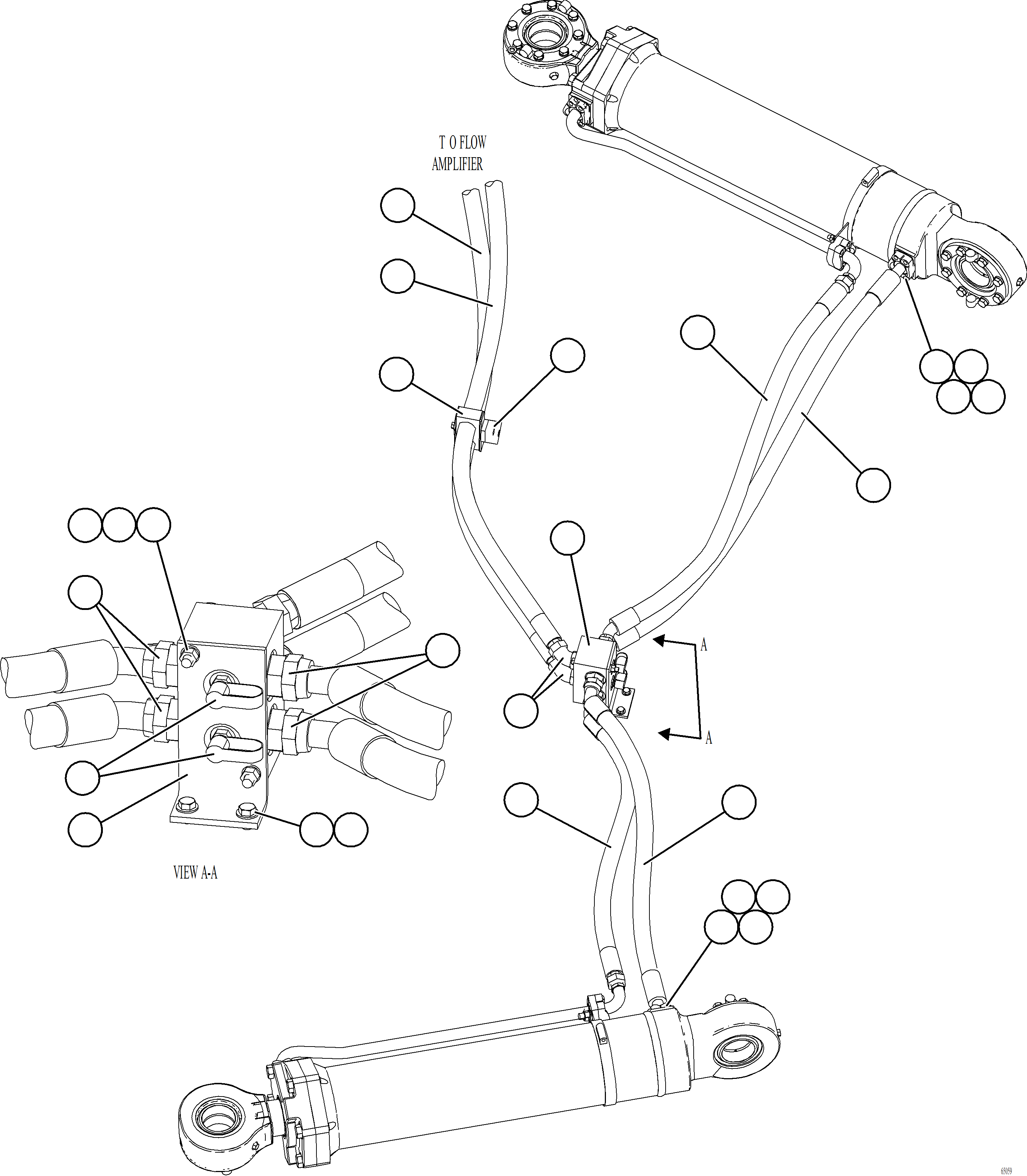 Komatsu parts book diagram for AFE78-BD 930E-5 S/N A40180  THEISS: STEERING CYLINDER PIPING    1/2