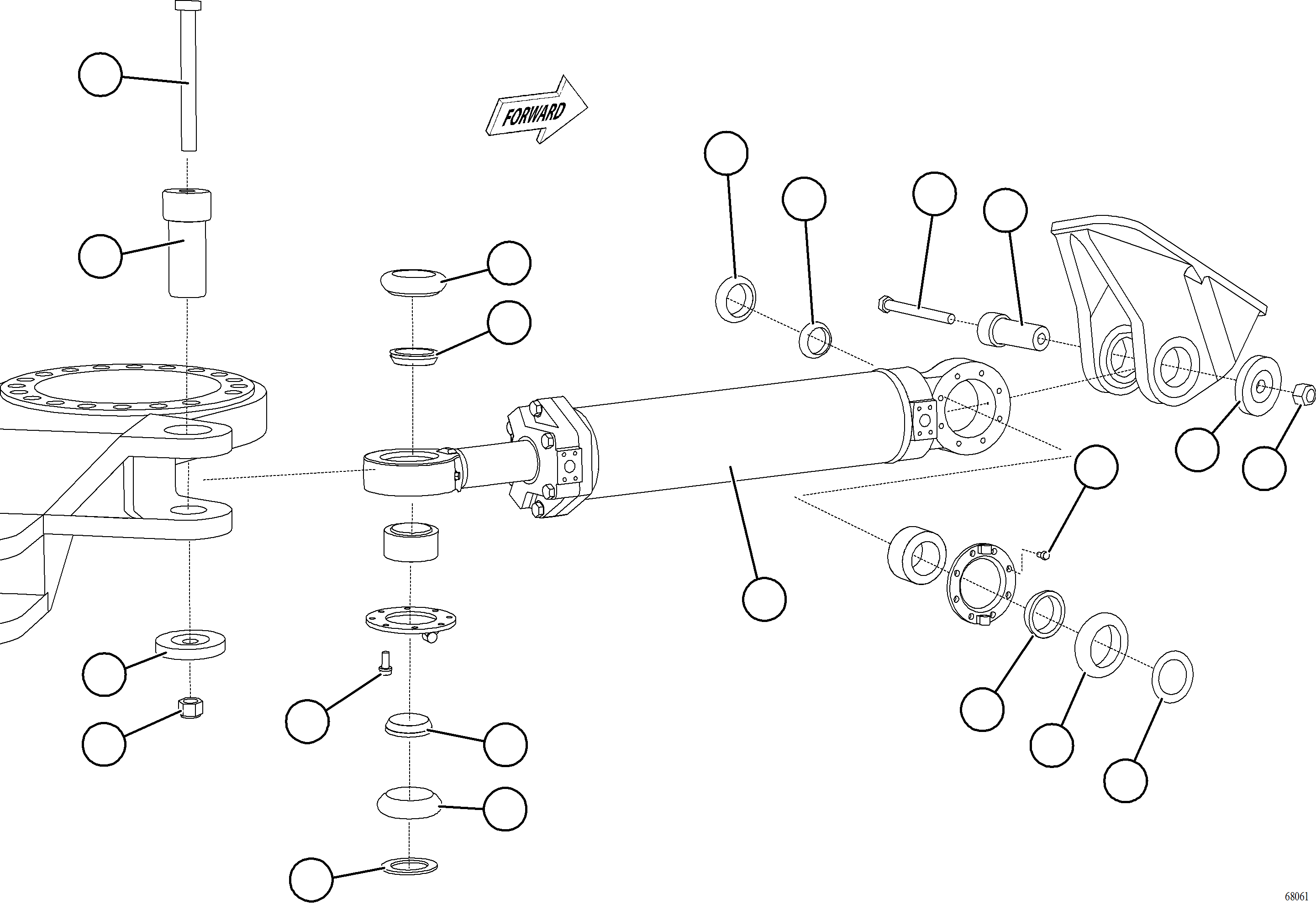Komatsu parts book diagram for AFE78-BD 930E-5 S/N A40180  THEISS: STEERING CYLINDER INSTALLATION