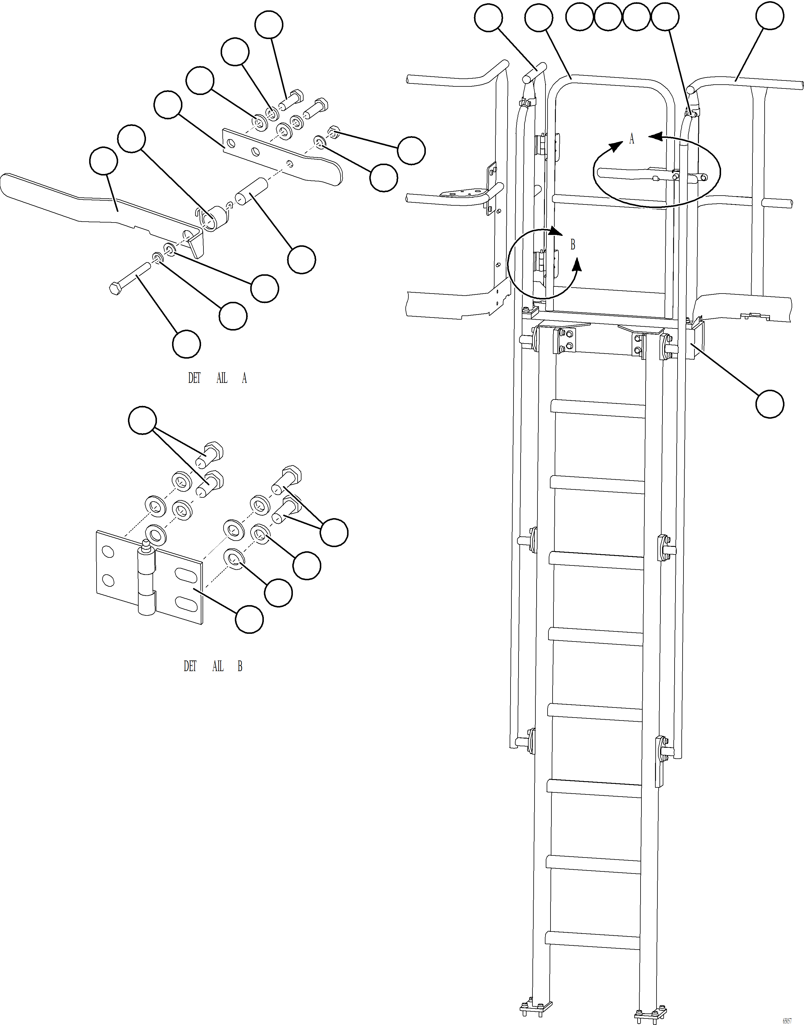 Komatsu parts book diagram for AFE78-BD 930E-5 S/N A40180  THEISS: LH EMERGENCY GATE & LADDER    1/2