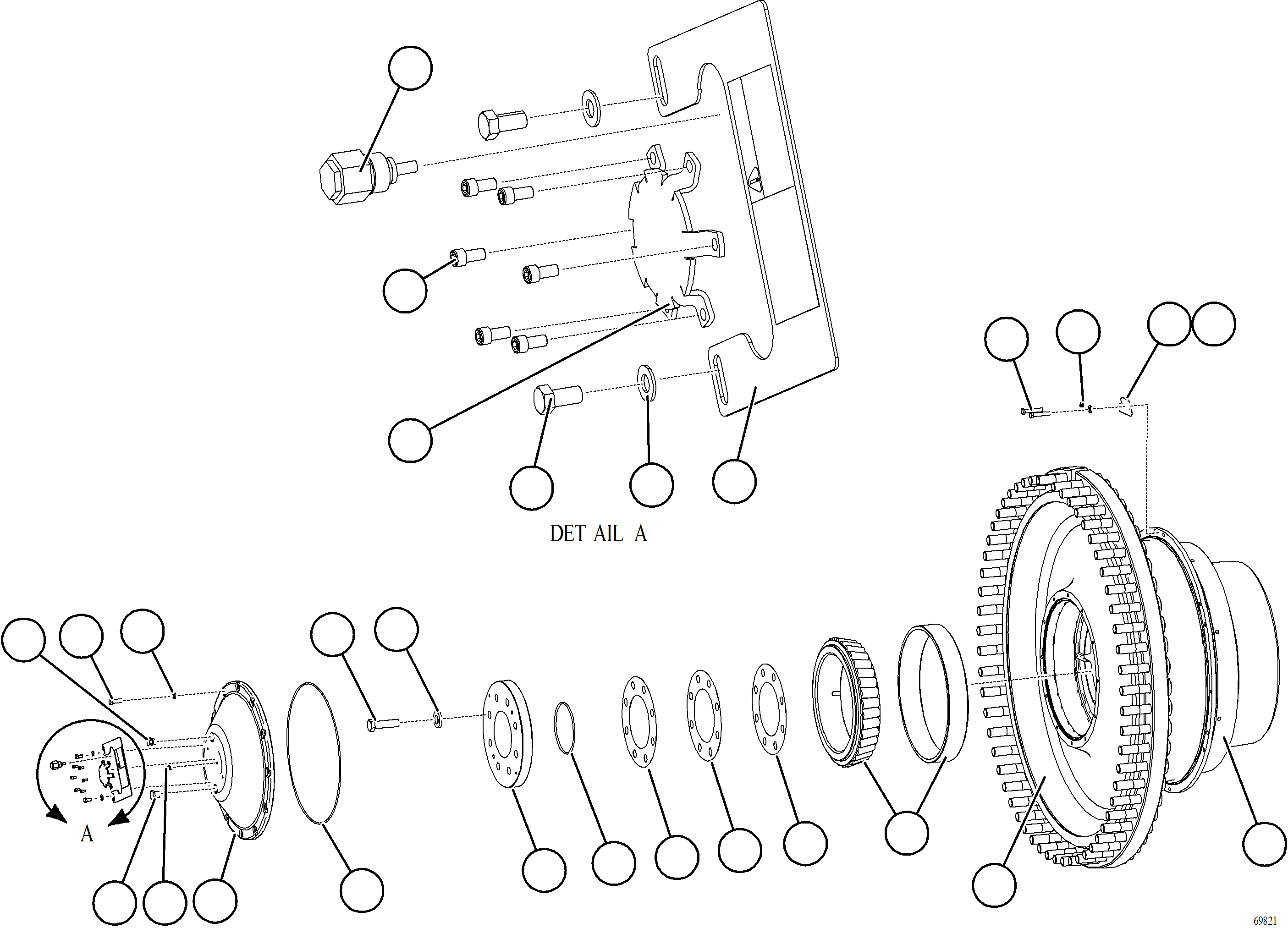 Komatsu parts book diagram for AFE78-BD 930E-5 S/N A40180  THEISS: SPINDLE, HUB AND BRAKE ASSEMBLY  1/2  58F-32-50070