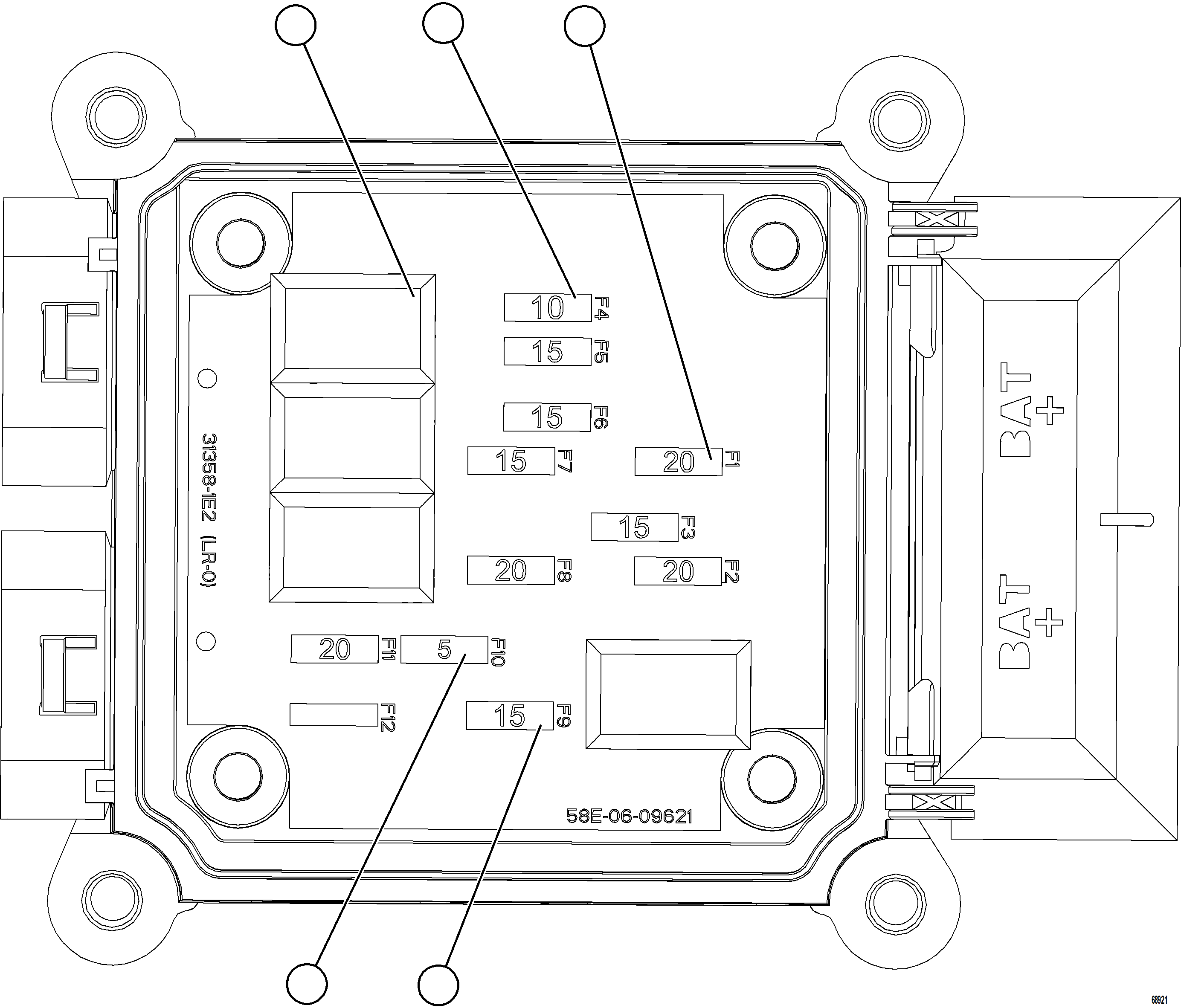 Komatsu parts book diagram for AFE78-BH 930E-5 S/N A40200  LOS PELAMBRES: VEHICLE ELECTRICAL CENTER VEC-92    58E-06-09621