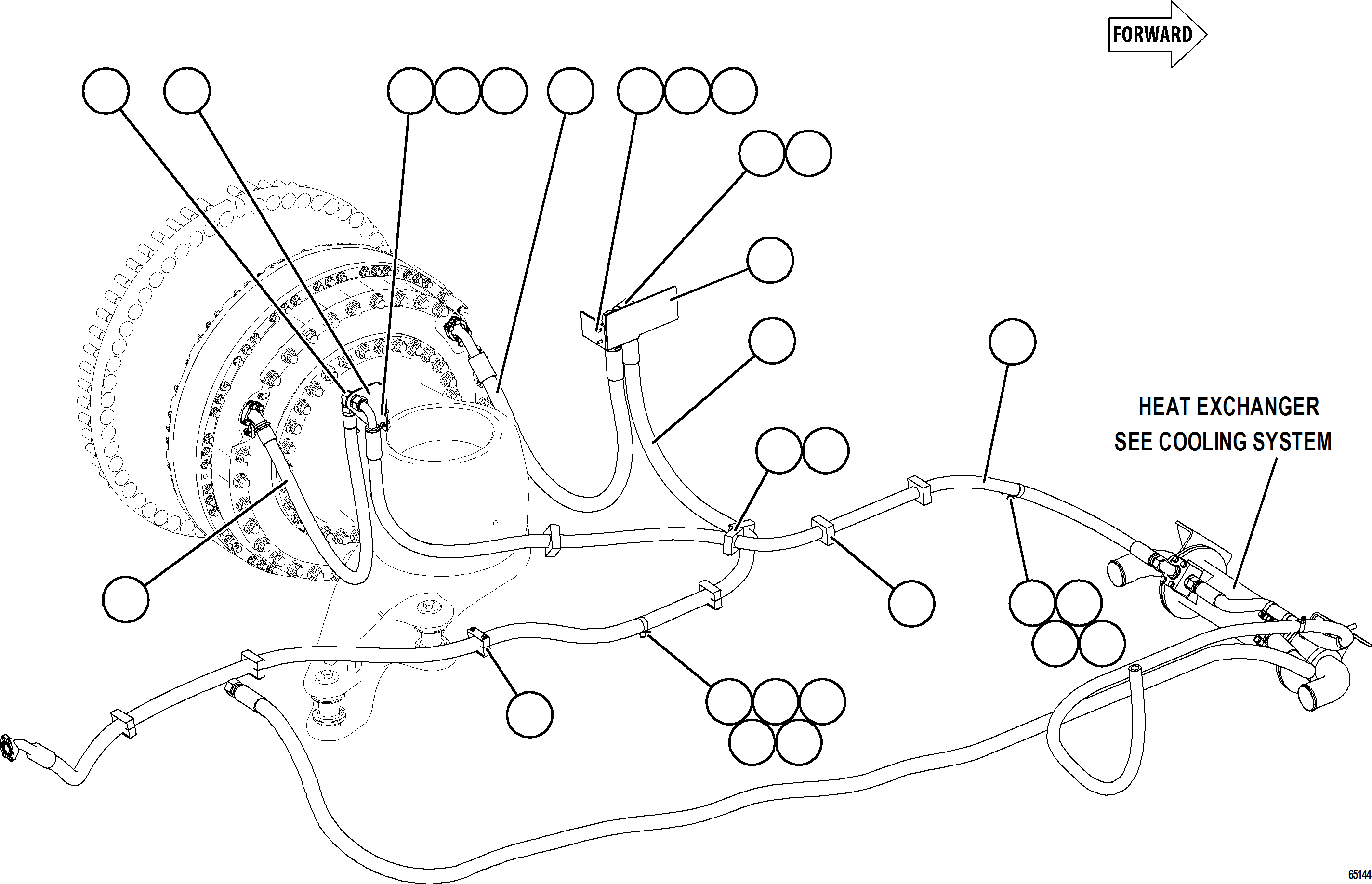 Komatsu parts book diagram for AFE78-BH 930E-5 S/N A40200  LOS PELAMBRES: BRAKE COOLING PIPING - LEFT FRONT    1/2