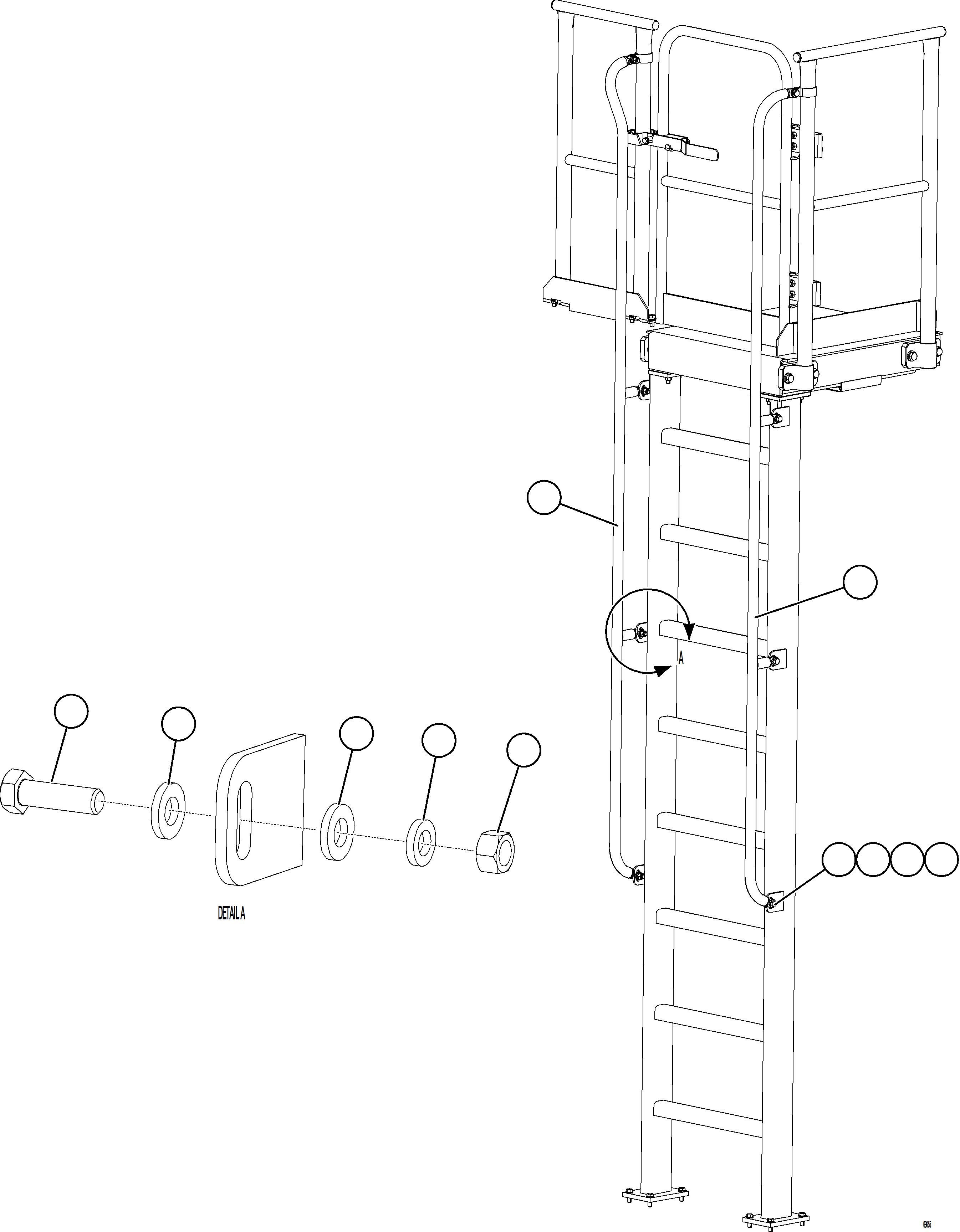 Komatsu parts book diagram for AFE78-BH 930E-5 S/N A40200  LOS PELAMBRES: RH EMERGENCY LADDER HANDRAILS