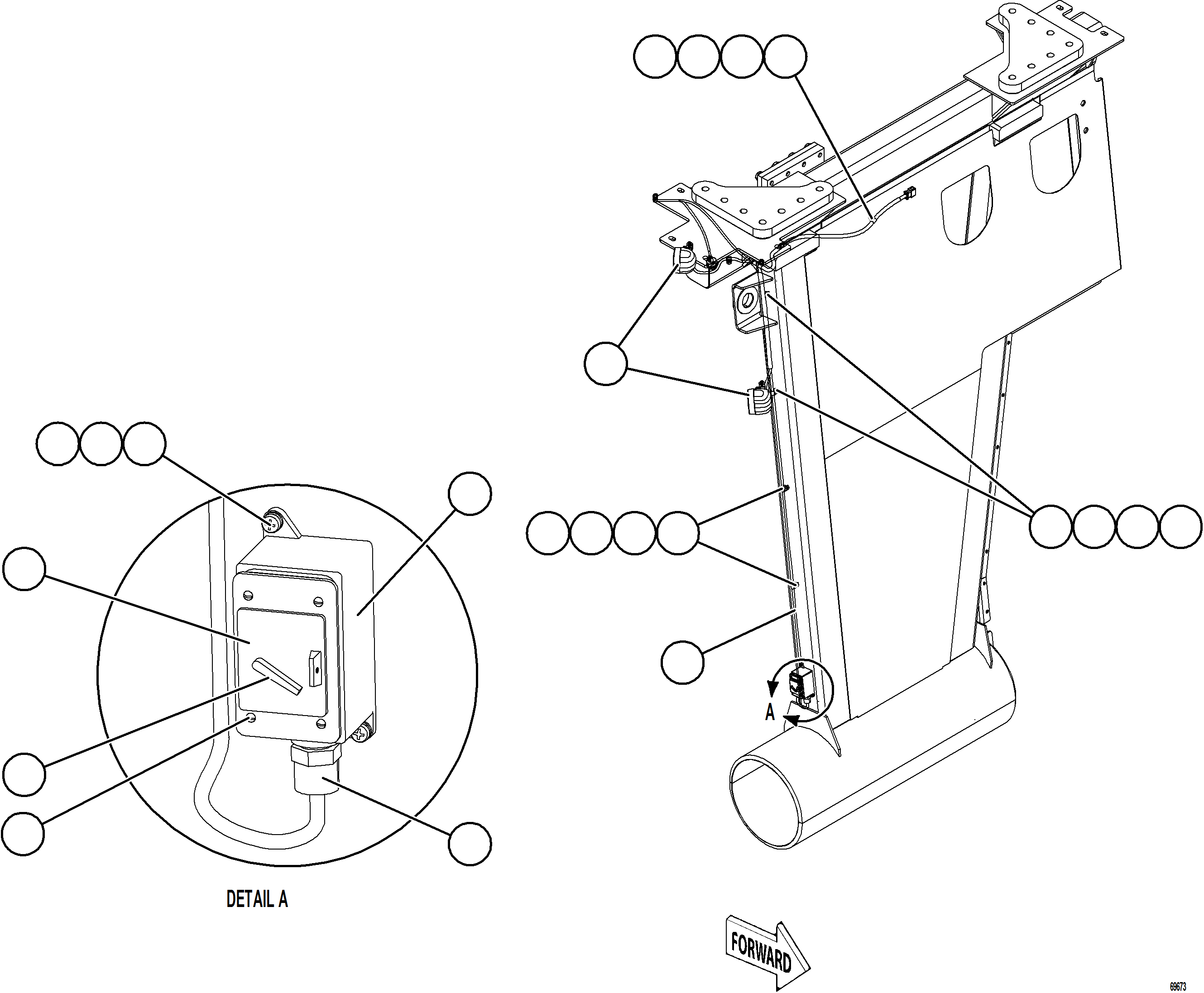 Komatsu parts book diagram for AFE78-BM 930E-5 S/N A40215 - A40218,A40225 - A40229  LOS BRONCES: LH ENGINE BAY LIGHTS & SWITCH