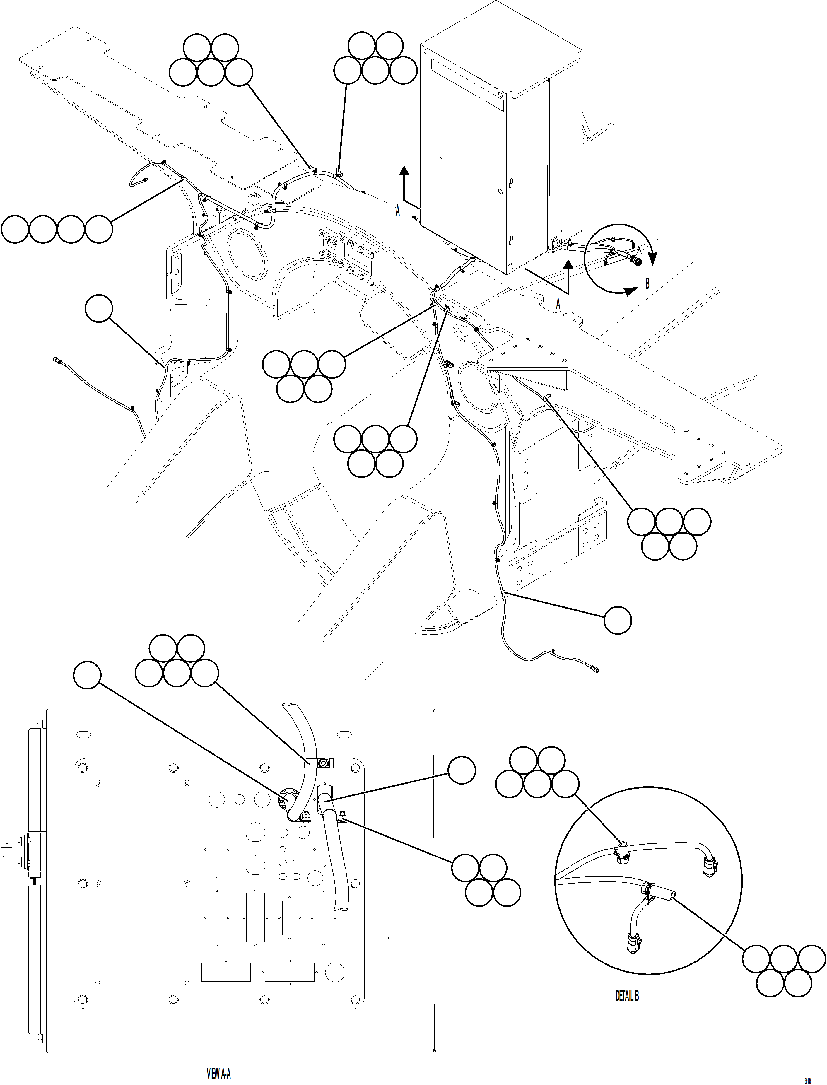 Komatsu parts book diagram for AFE78-BM 930E-5 S/N A40215 - A40218,A40225 - A40229  LOS BRONCES: FRONT WHEEL SPEED SENSOR WIRING HARNESS