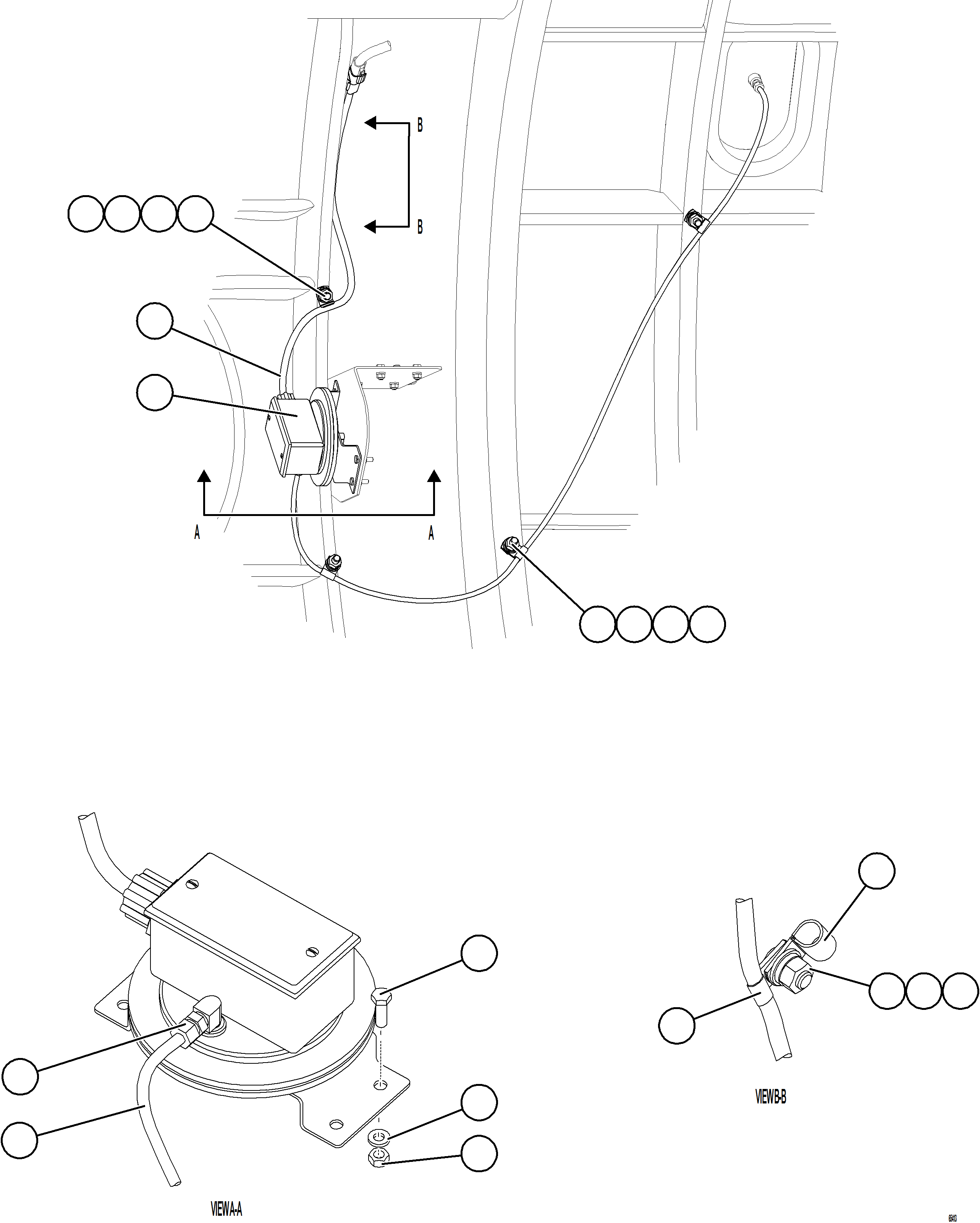Komatsu parts book diagram for AFE78-BM 930E-5 S/N A40215 - A40218,A40225 - A40229  LOS BRONCES: REAR AXLE BLOWER PRESSURE SWITCH INSTALLATION  1/2