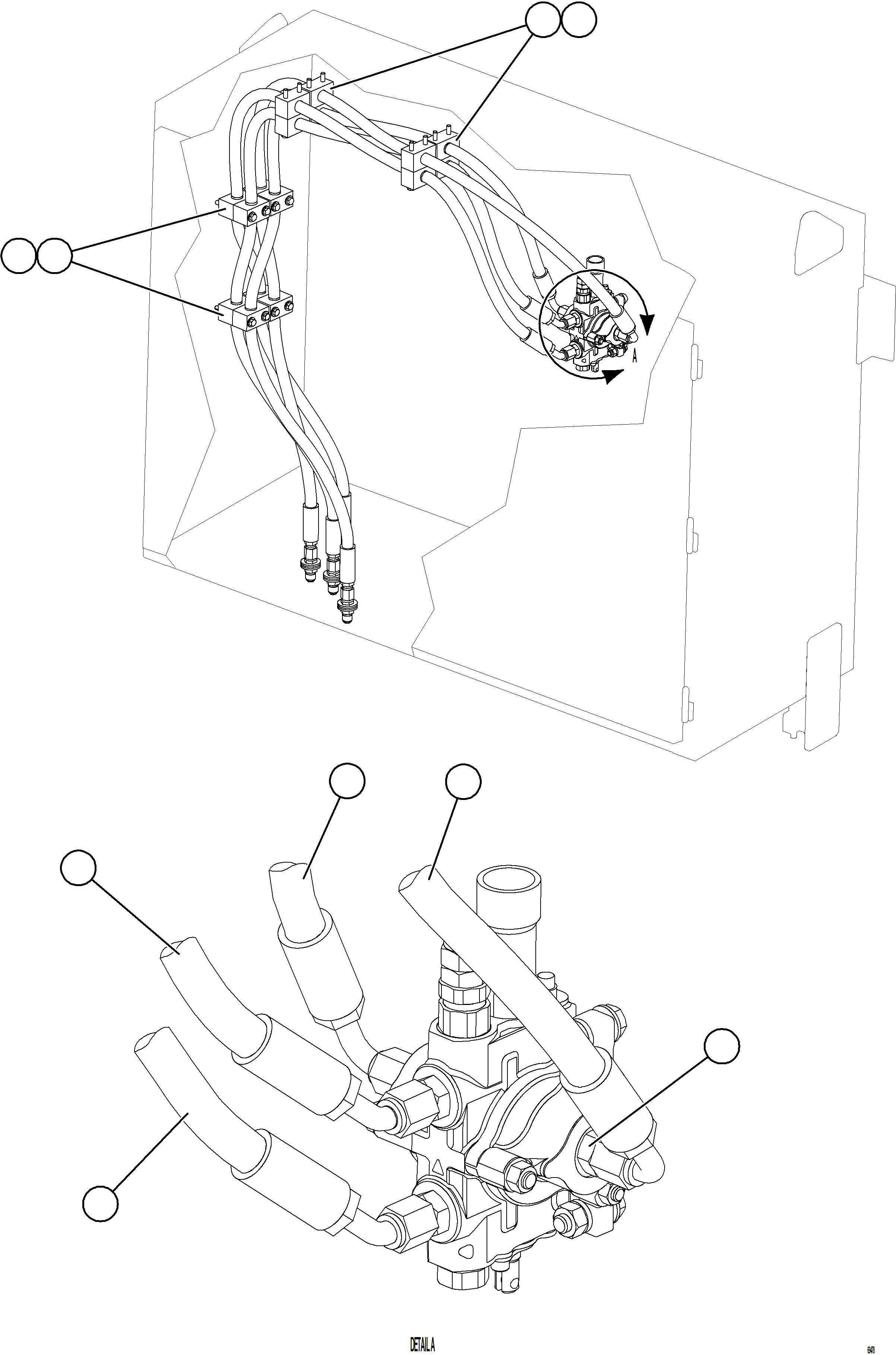 Komatsu parts book diagram for AFE78-BM 930E-5 S/N A40215 - A40218,A40225 - A40229  LOS BRONCES: HOIST PILOT VALVE PIPING    1/2