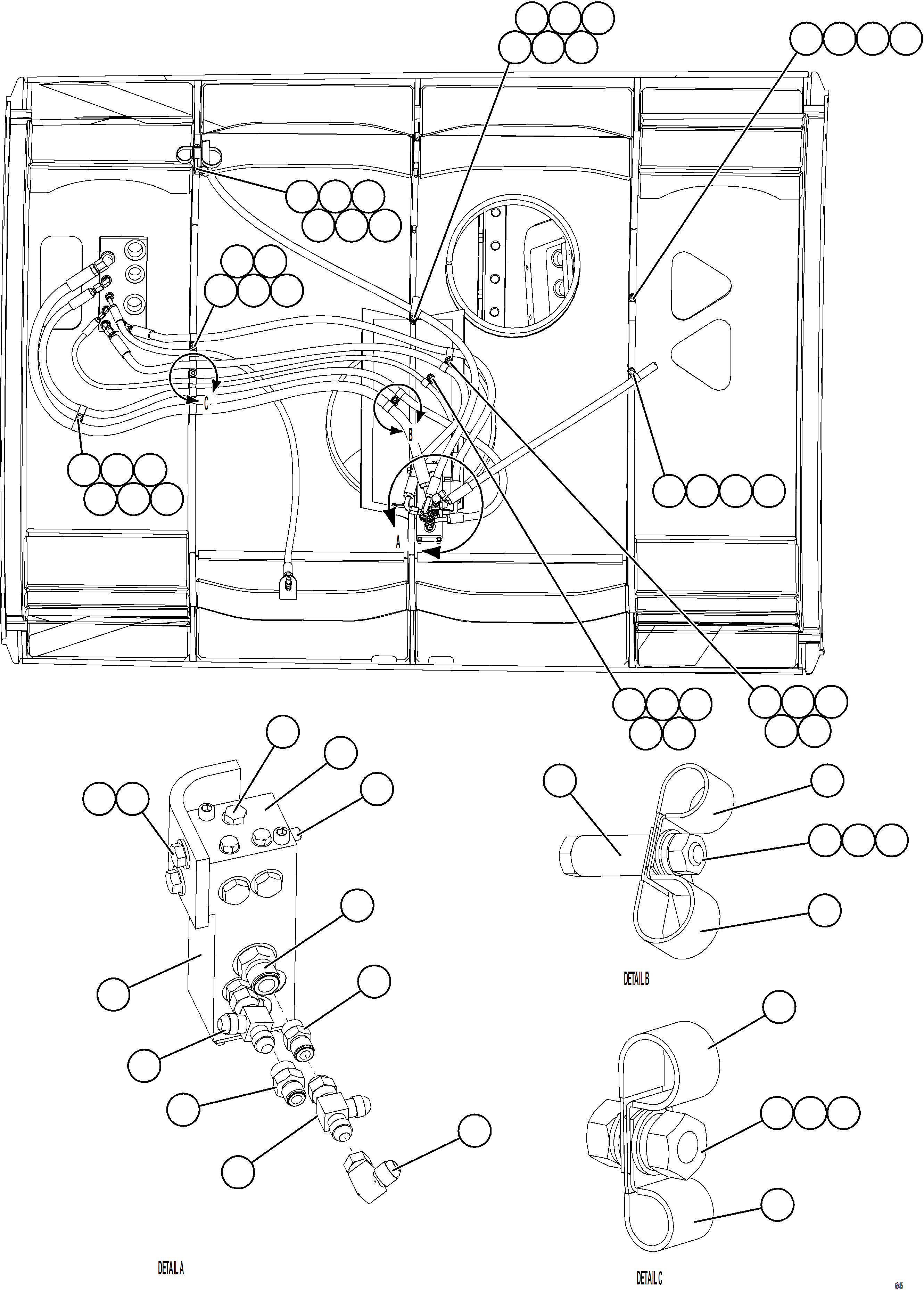 Komatsu parts book diagram for AFE78-BM 930E-5 S/N A40215 - A40218,A40225 - A40229  LOS BRONCES: REAR BRAKE DUAL RELAY VALVE INSTALLATION