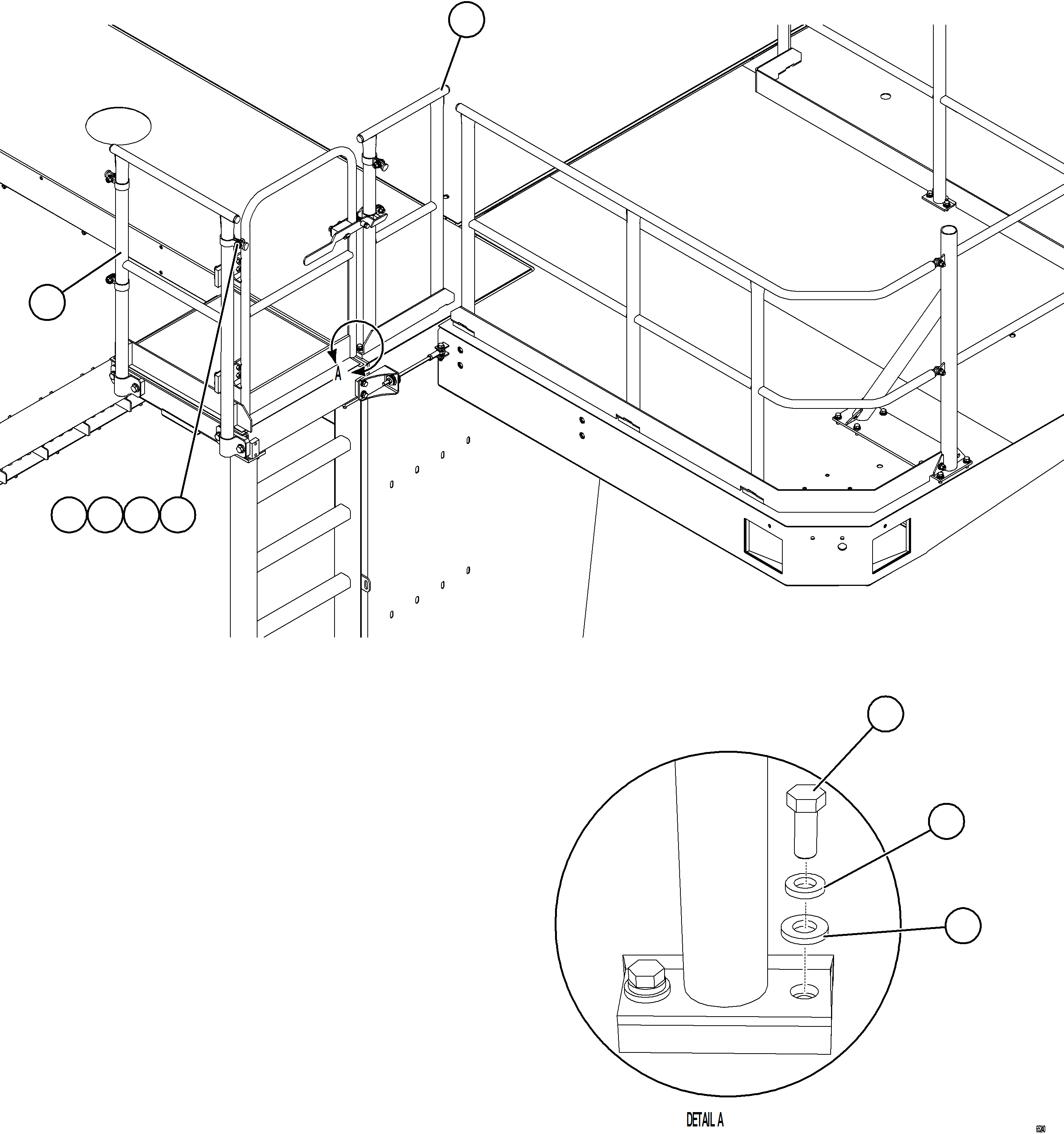 Komatsu parts book diagram for AFE78-BM 930E-5 S/N A40215 - A40218,A40225 - A40229  LOS BRONCES: DIAGONAL LADDER & UPPER PLATFORM HANDRAILS
