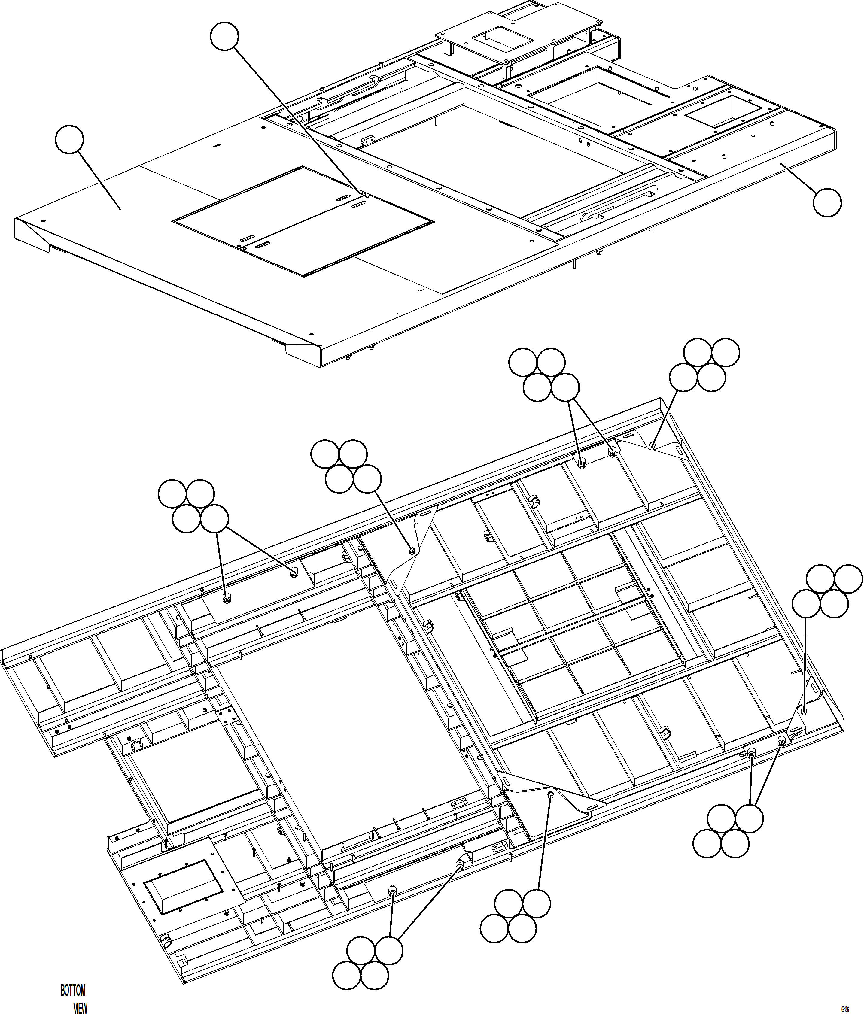 Komatsu parts book diagram for AFE78-BM 930E-5 S/N A40215 - A40218,A40225 - A40229  LOS BRONCES: CENTER DECK INSTALLATION