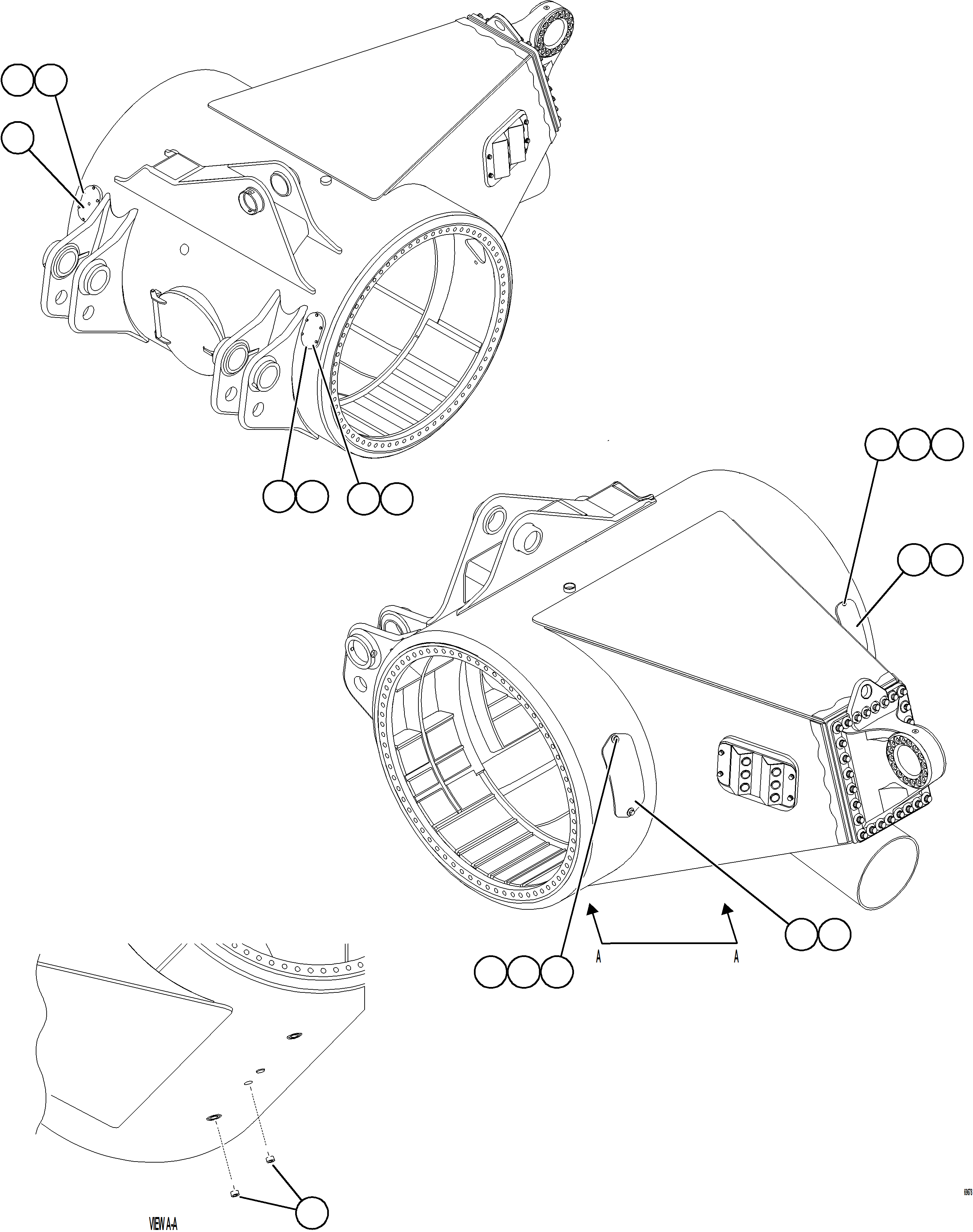Komatsu parts book diagram for AFE78-BM 930E-5 S/N A40215 - A40218,A40225 - A40229  LOS BRONCES: REAR AXLE HOUSING COVERS