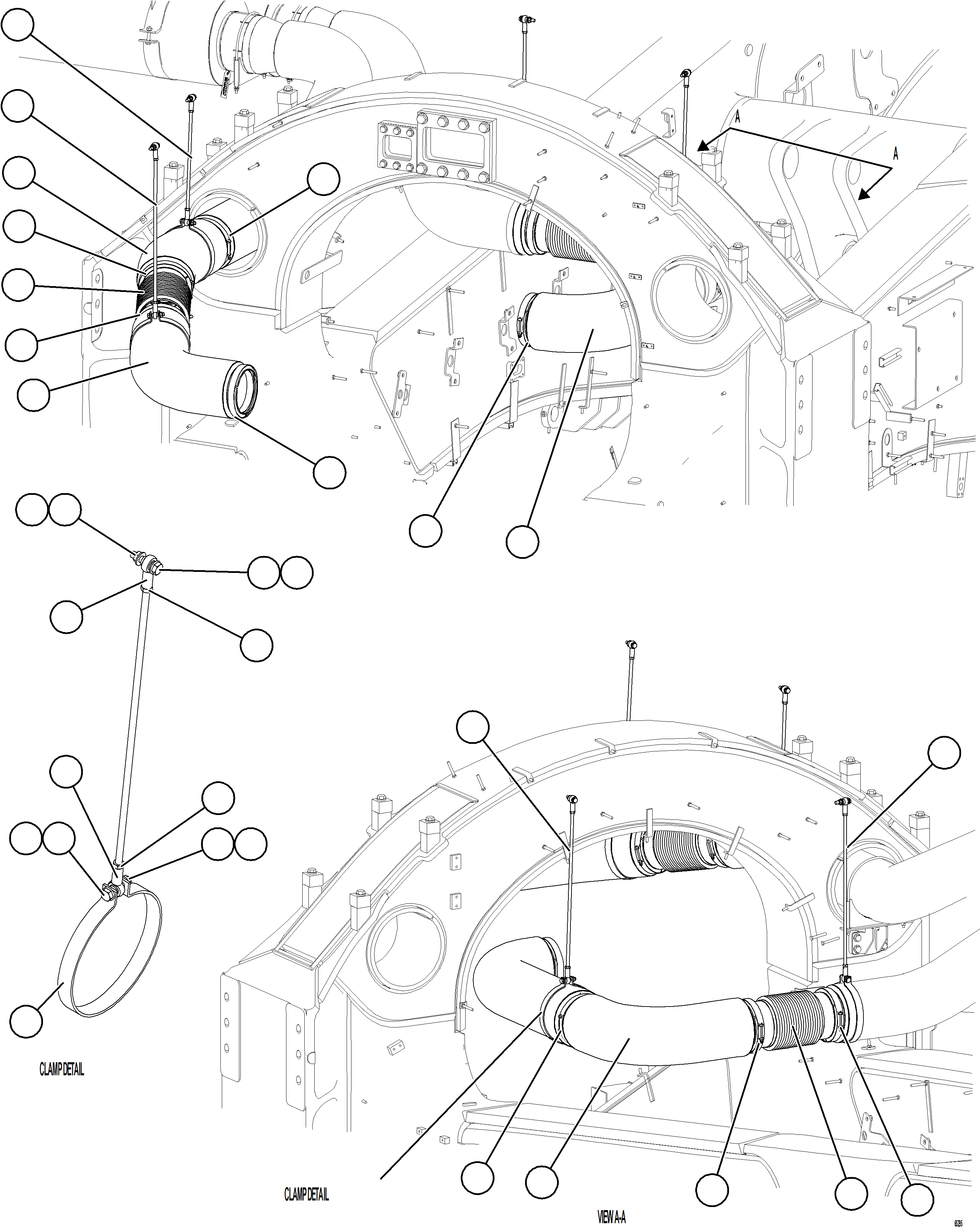 Komatsu parts book diagram for AFE78-BP 930E-5 S/N A40221 - A40224,A40230 - A40231  THIESS: EXHAUST PIPING - FRONT