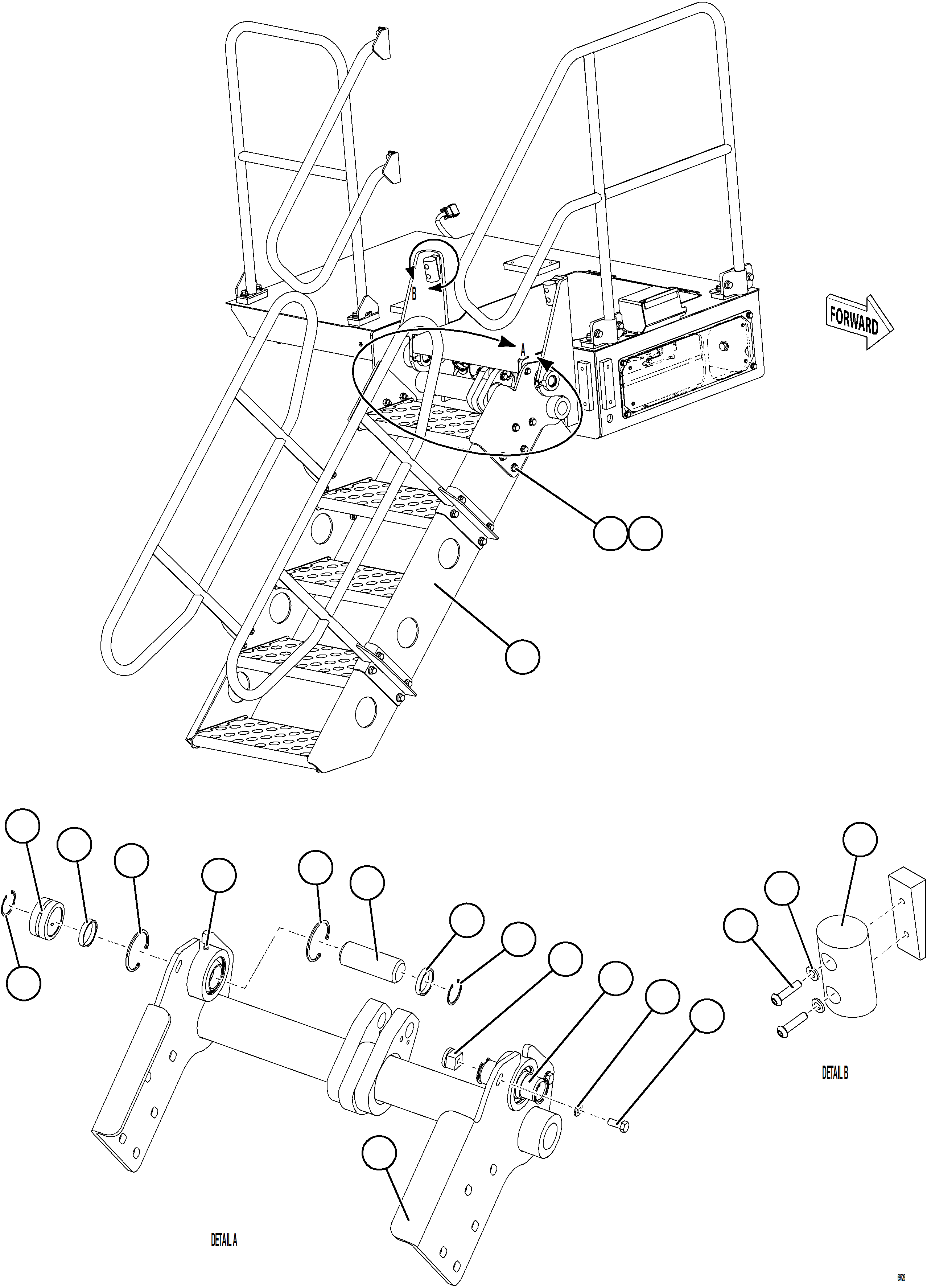 Komatsu parts book diagram for AFE78-BP 930E-5 S/N A40221 - A40224,A40230 - A40231  THIESS: RETRACTABLE LADDER INSTALLATION