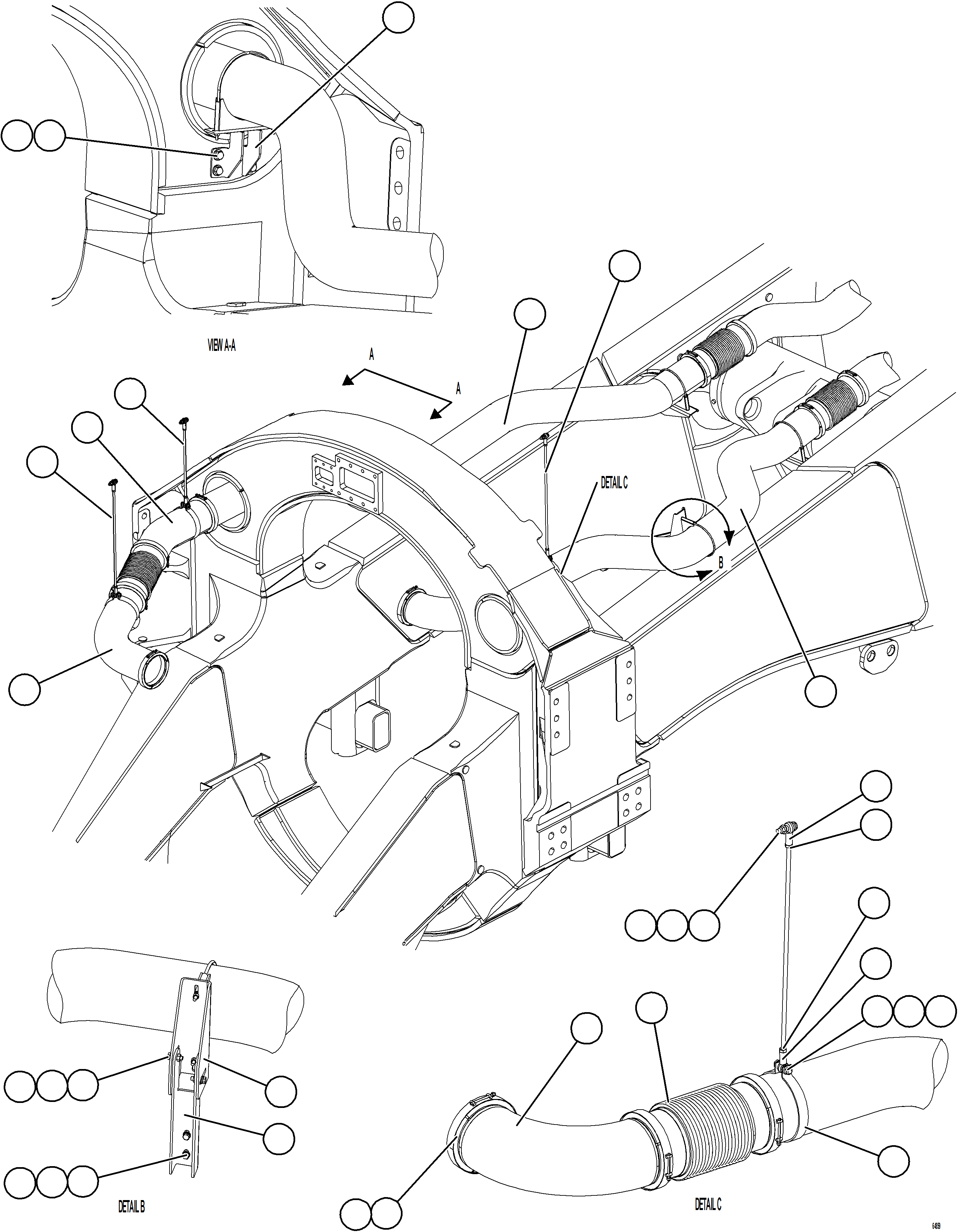 Komatsu parts book diagram for AFE78-BX 930E-5 S/N A40274 - A40276,A40291  MARIGOLD: EXHAUST PIPING - FRONT
