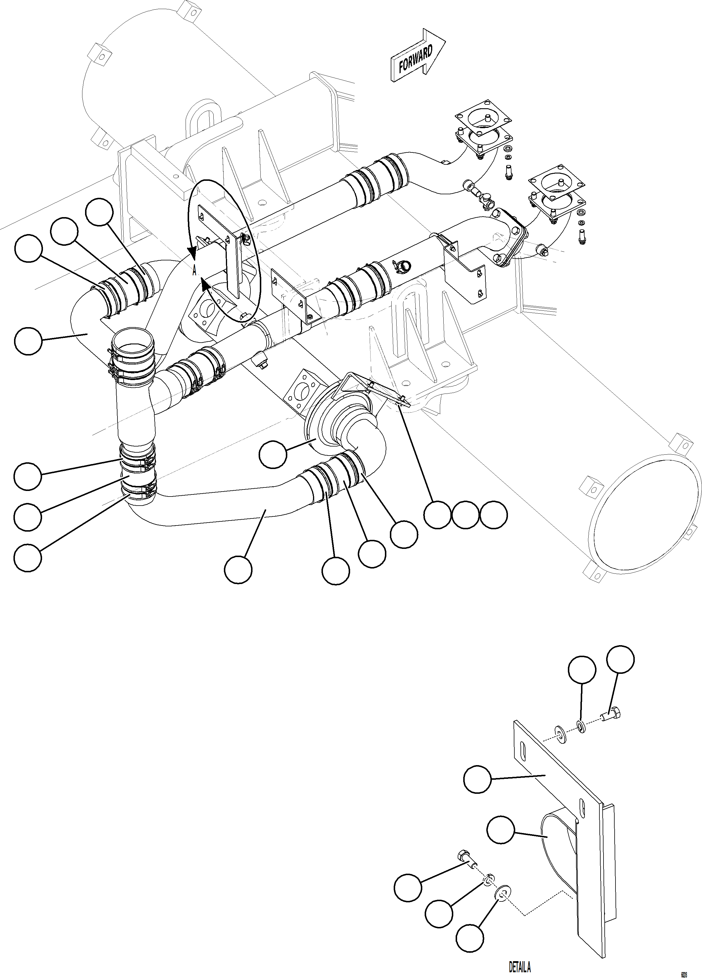 Komatsu parts book diagram for AFE78-BX 930E-5 S/N A40274 - A40276,A40291  MARIGOLD: RADIATOR PIPING - HEAT EXCHANGER