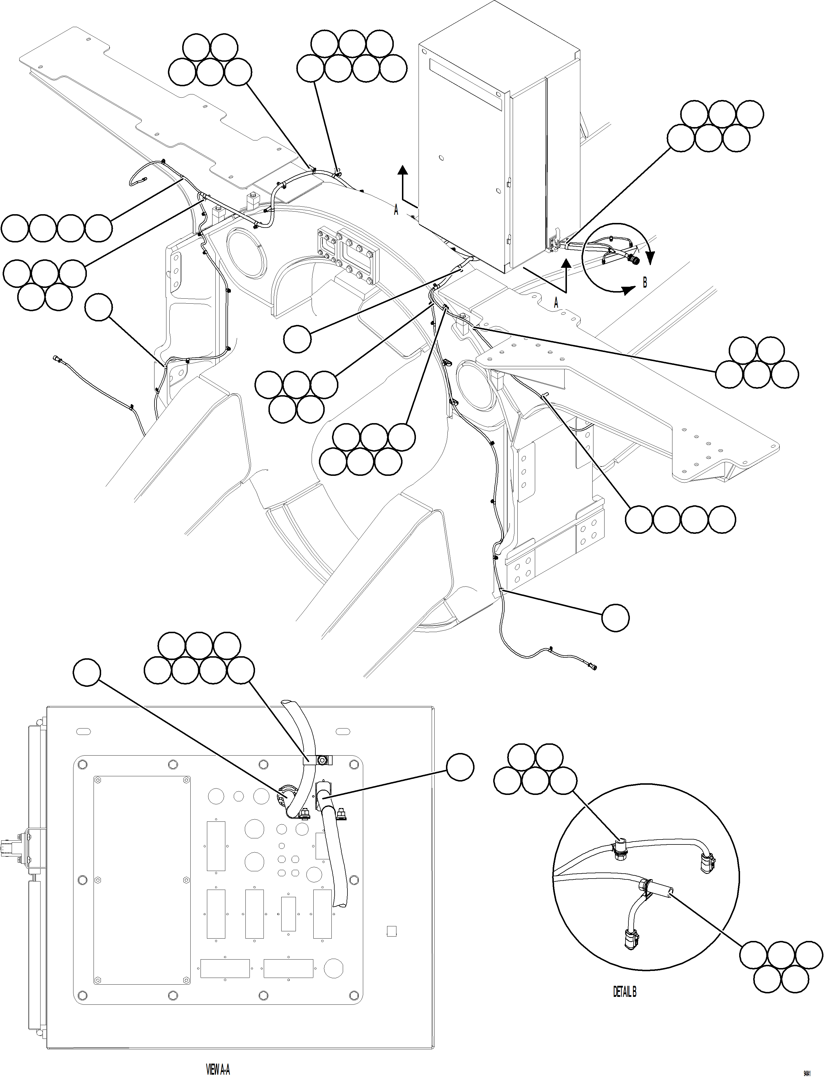 Komatsu parts book diagram for AFE78-BX 930E-5 S/N A40274 - A40276,A40291  MARIGOLD: FRONT WHEEL SPEED SENSOR WIRING HARNESS