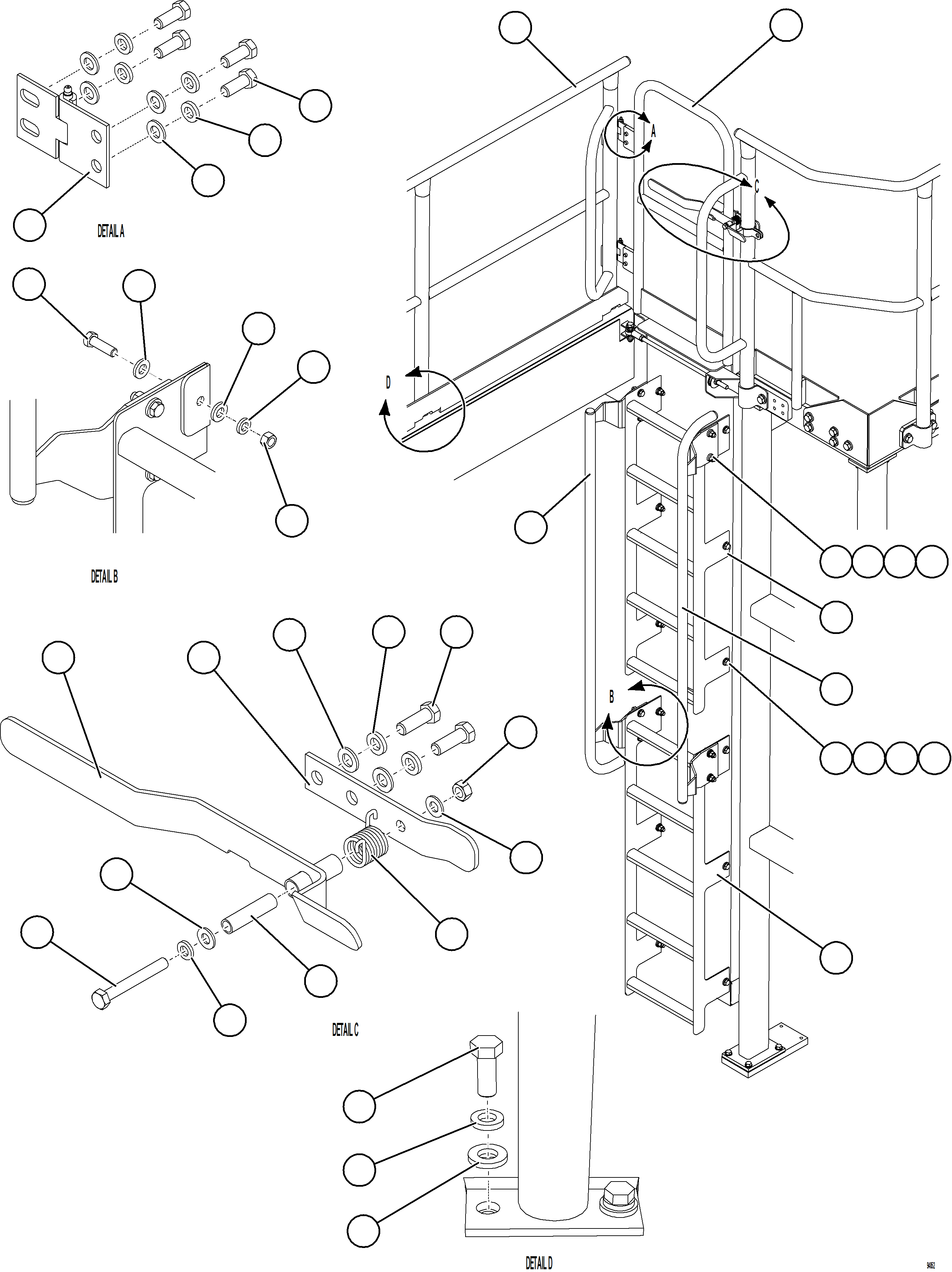 Komatsu parts book diagram for AFE78-BX 930E-5 S/N A40274 - A40276,A40291  MARIGOLD: LH EMERGENCY GATE & LADDER