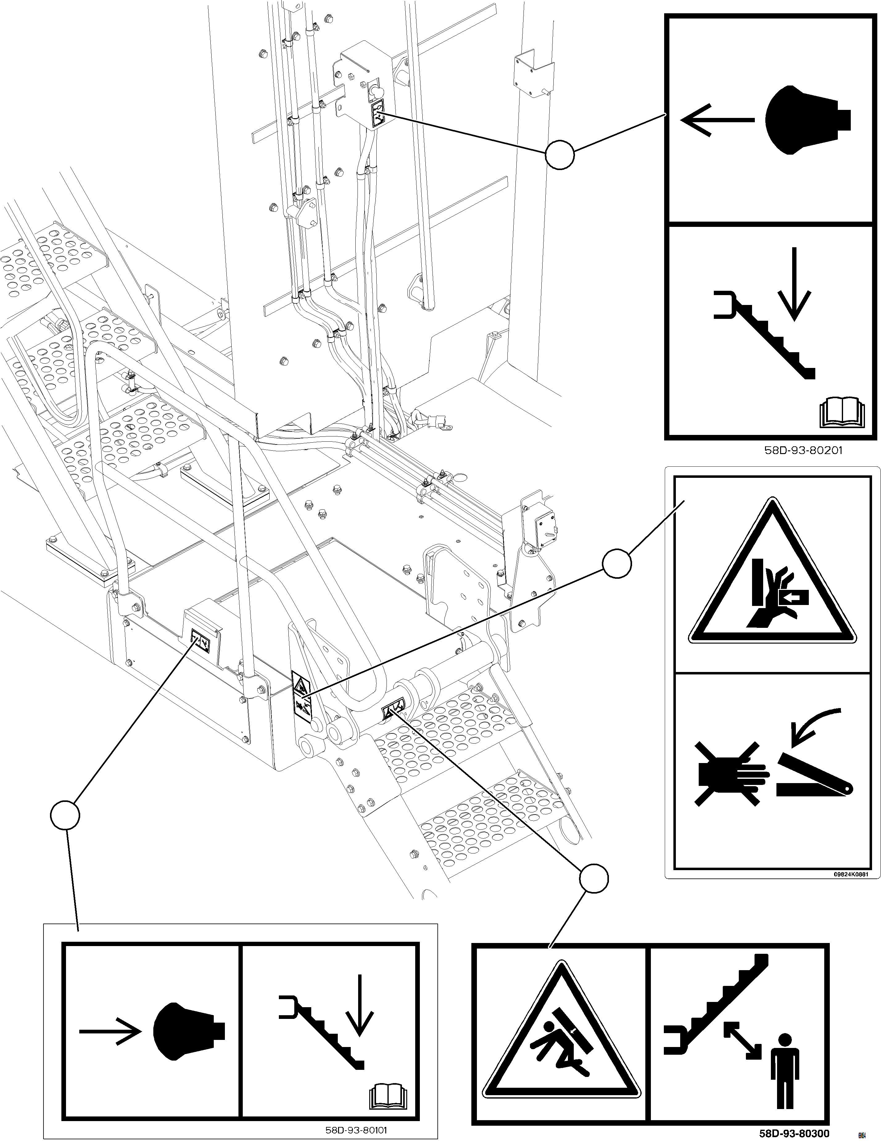 Komatsu parts book diagram for AFE78-BX 930E-5 S/N A40274 - A40276,A40291  MARIGOLD: RETRACTABLE LADDER DECALS