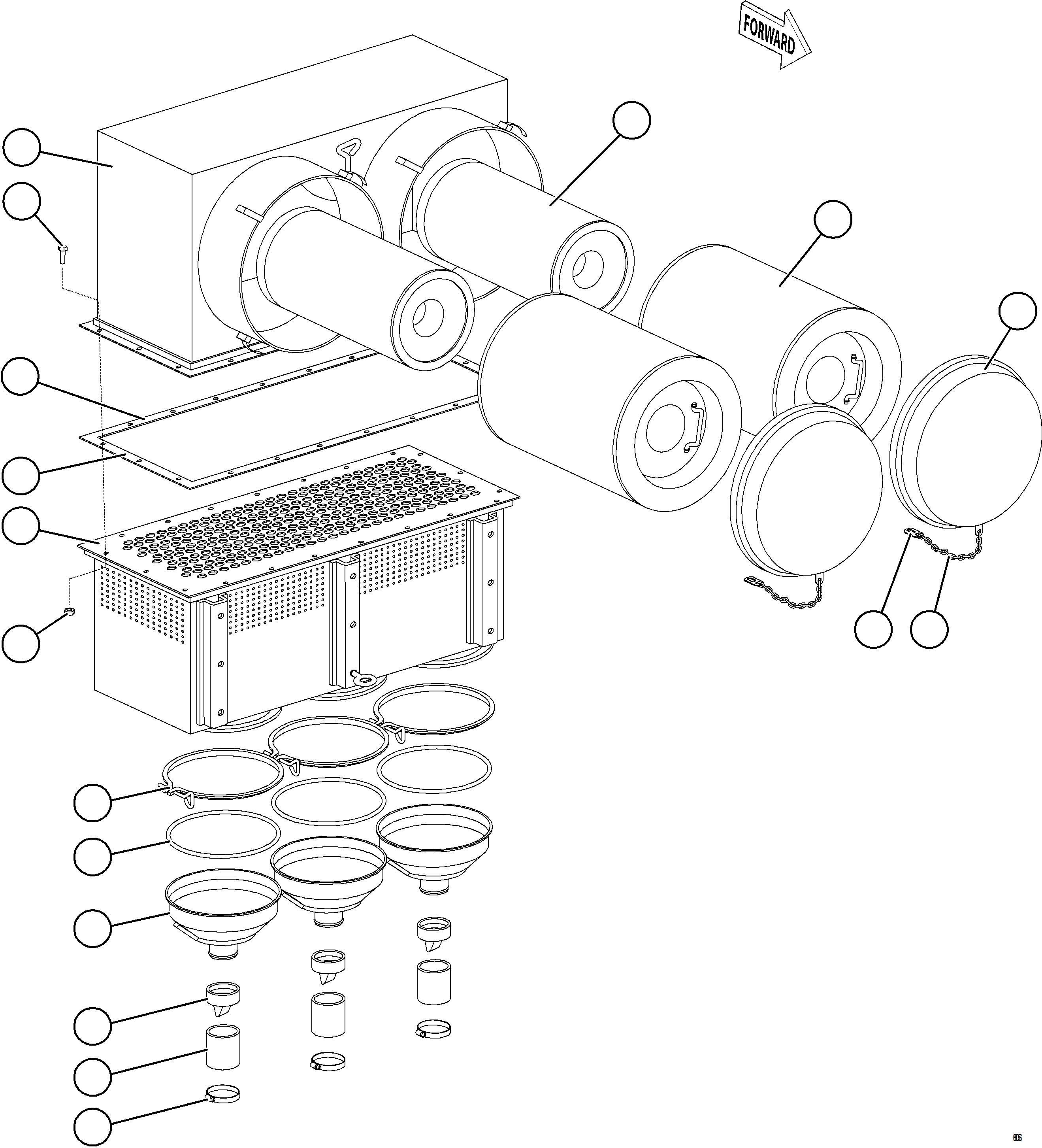 Komatsu parts book diagram for AFE78-CA 930E-5 S/N A40281  IOCC: AIR CLEANER    58F-02-00160