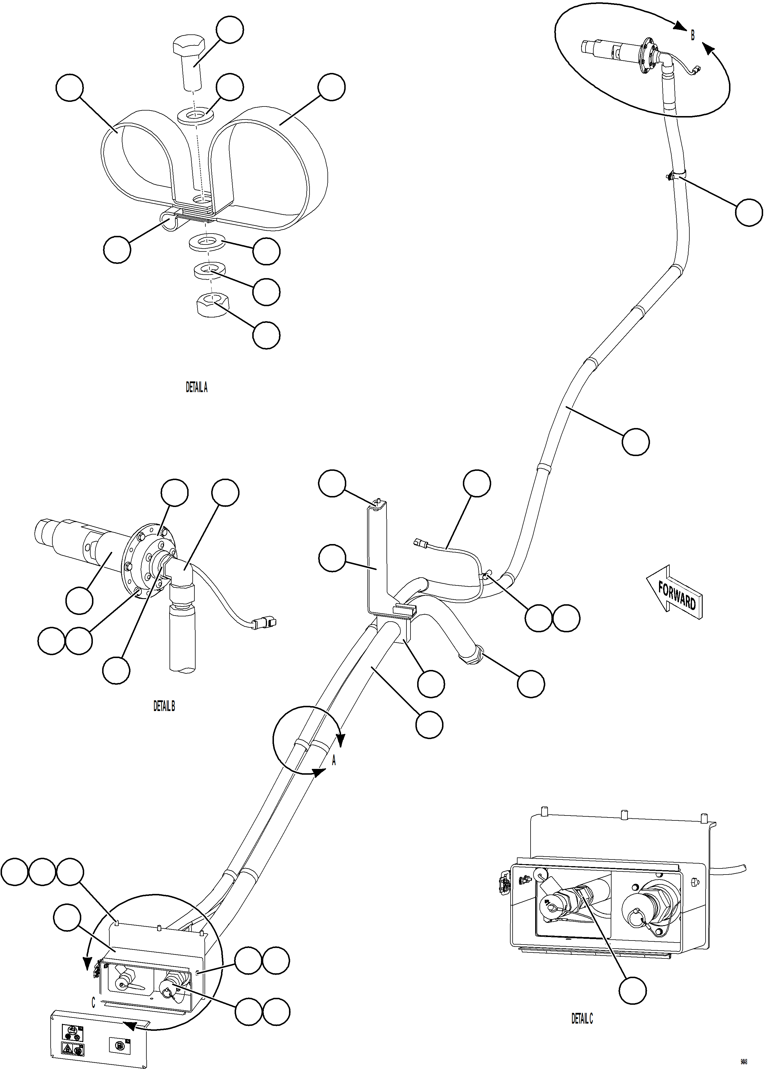 Komatsu parts book diagram for AFE78-CA 930E-5 S/N A40281  IOCC: FUEL TANK/DEF TANK REMOTE FILL - LH    1/2
