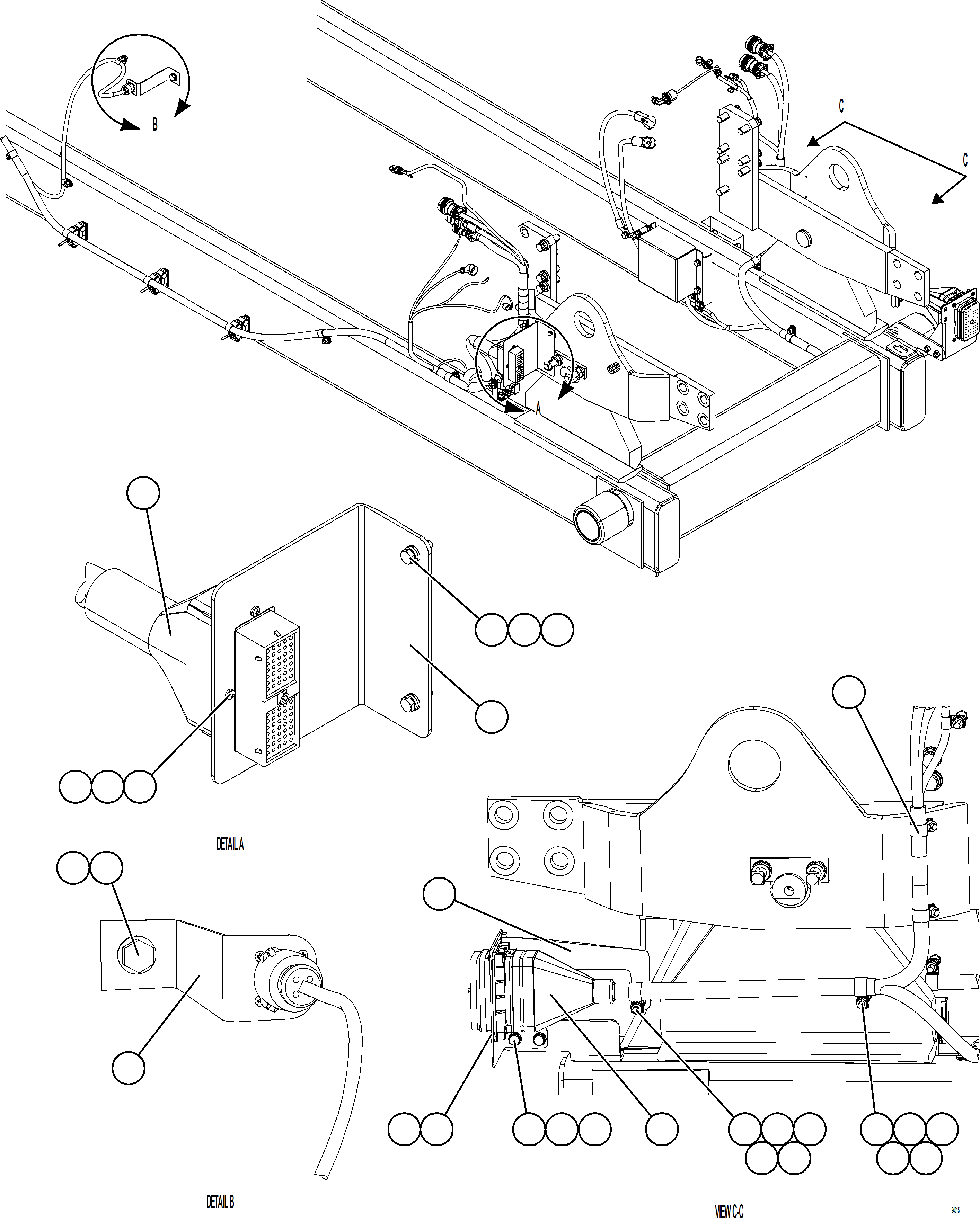 Komatsu parts book diagram for AFE78-CA 930E-5 S/N A40281  IOCC: EXTERNAL ENGINE WIRING HARNESS INSTALLATION    1/2