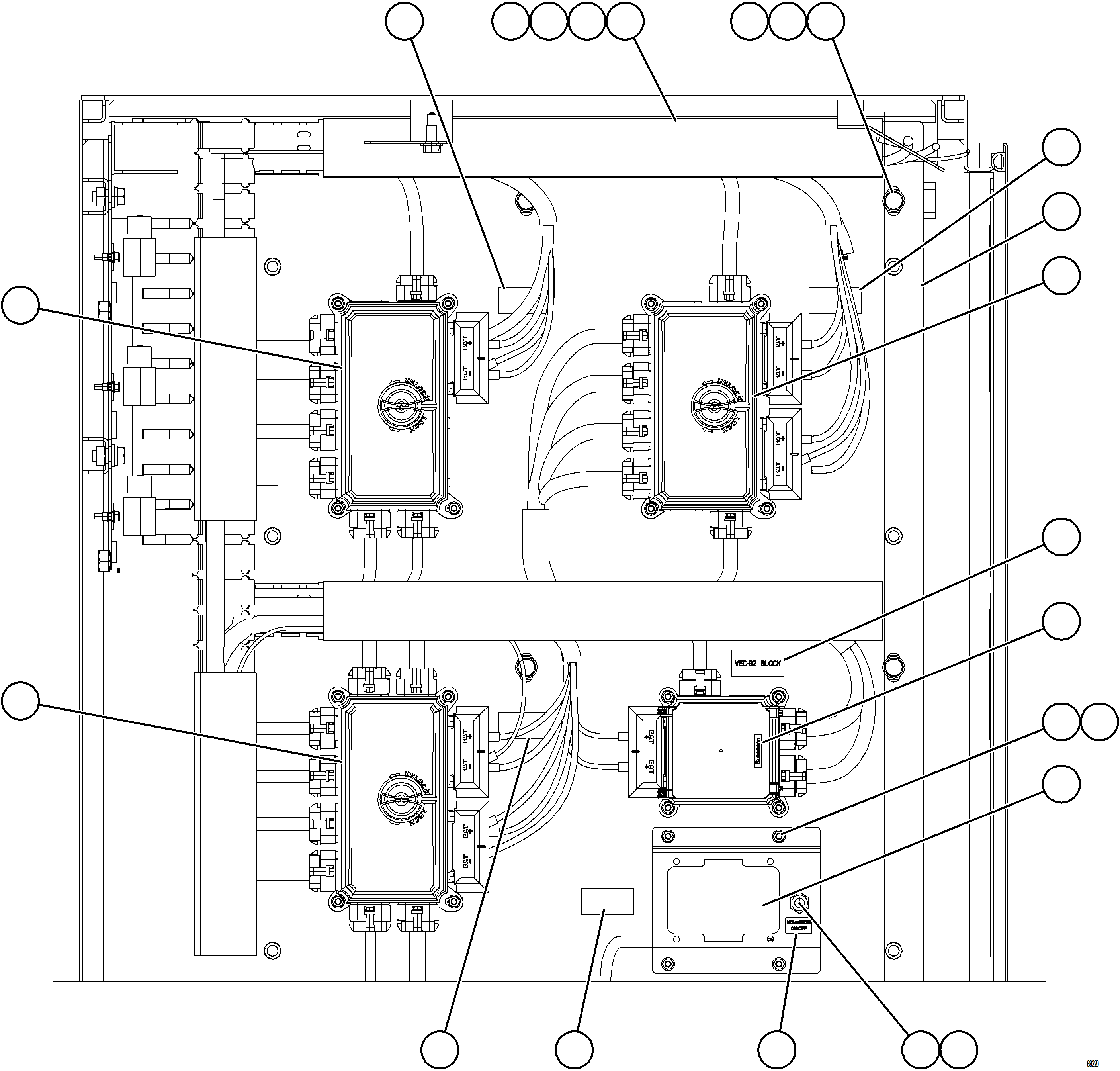 Komatsu parts book diagram for AFE78-CA 930E-5 S/N A40281  IOCC: AUXILIARY CONTROL CABINET - RH WALL    1/2