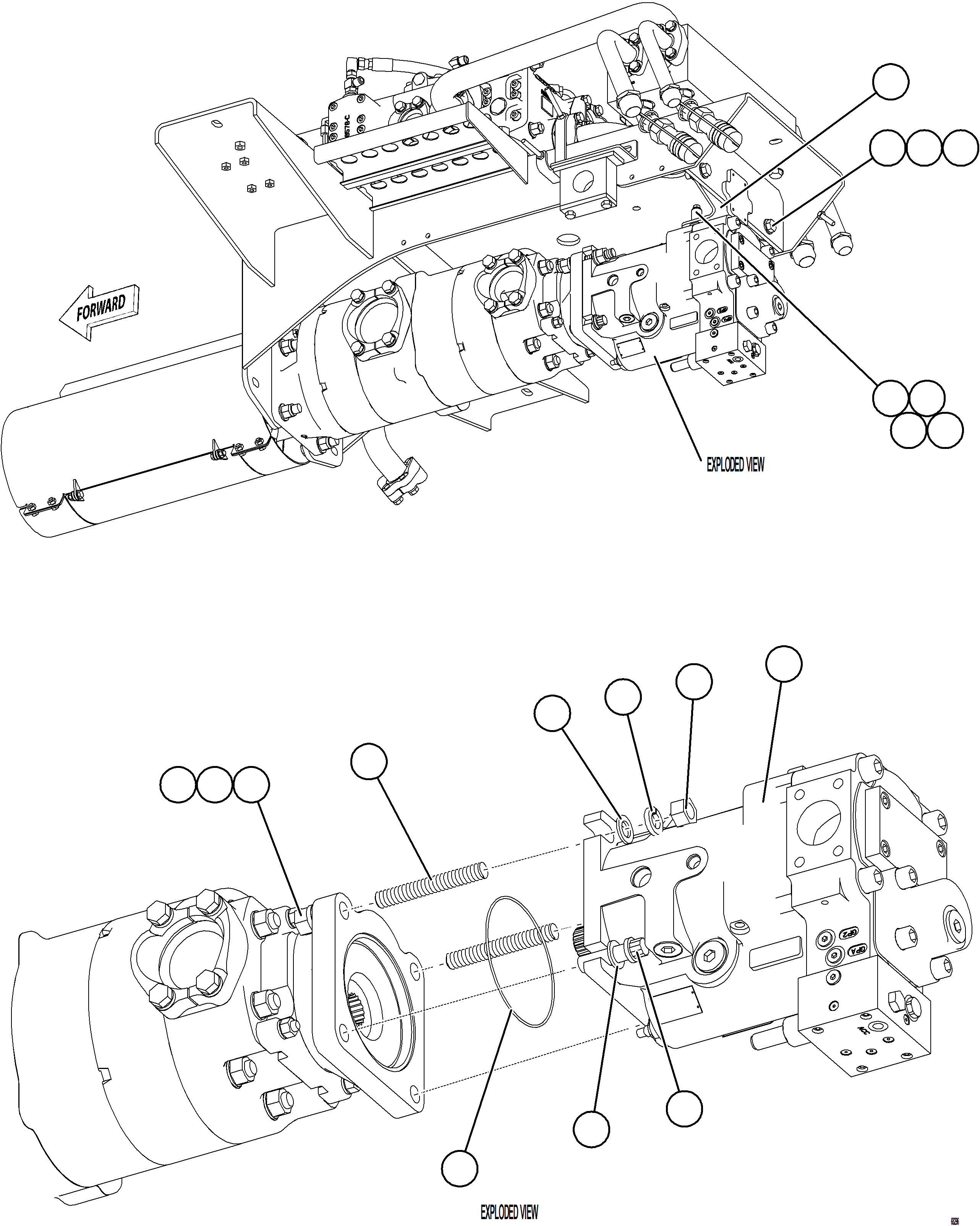 Komatsu parts book diagram for AFE78-CA 930E-5 S/N A40281  IOCC: STEERING PUMP INSTALLATION