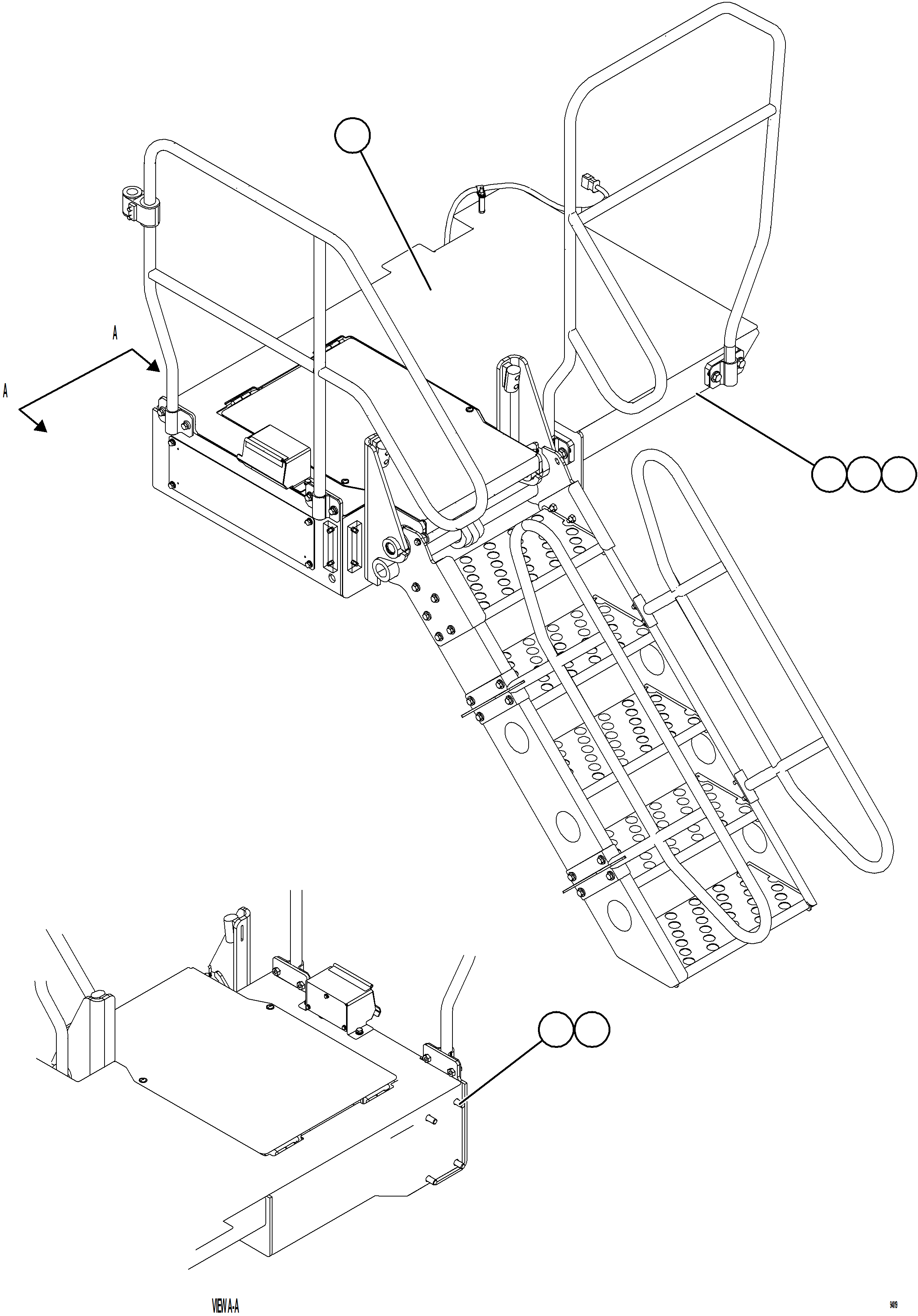 Komatsu parts book diagram for AFE78-CA 930E-5 S/N A40281  IOCC: LH LOWER PLATFORM INSTALLATION