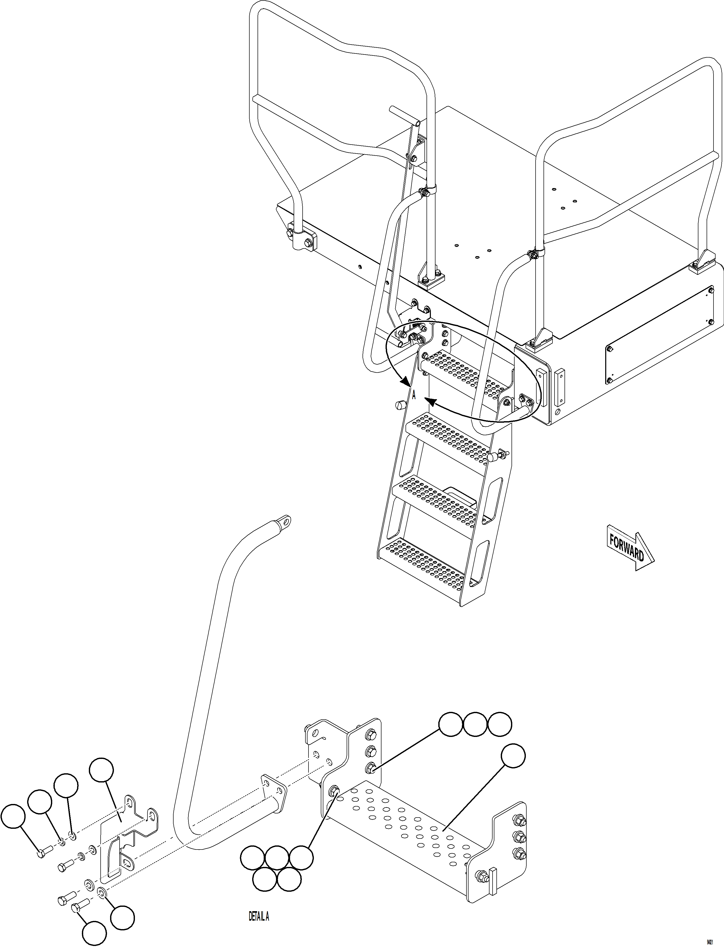 Komatsu parts book diagram for AFE78-CA 930E-5 S/N A40281  IOCC: RH DROPDOWN LADDER INSTALLATION